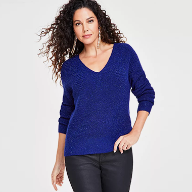 Lucky Brand Women's Cable-Knit V-Neck Eyelash Sweater - Macy's, lucky ...