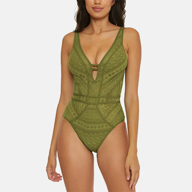 Coco Reef Women's Contours Belted High-Neck One-Piece Swimsuit - Macy's