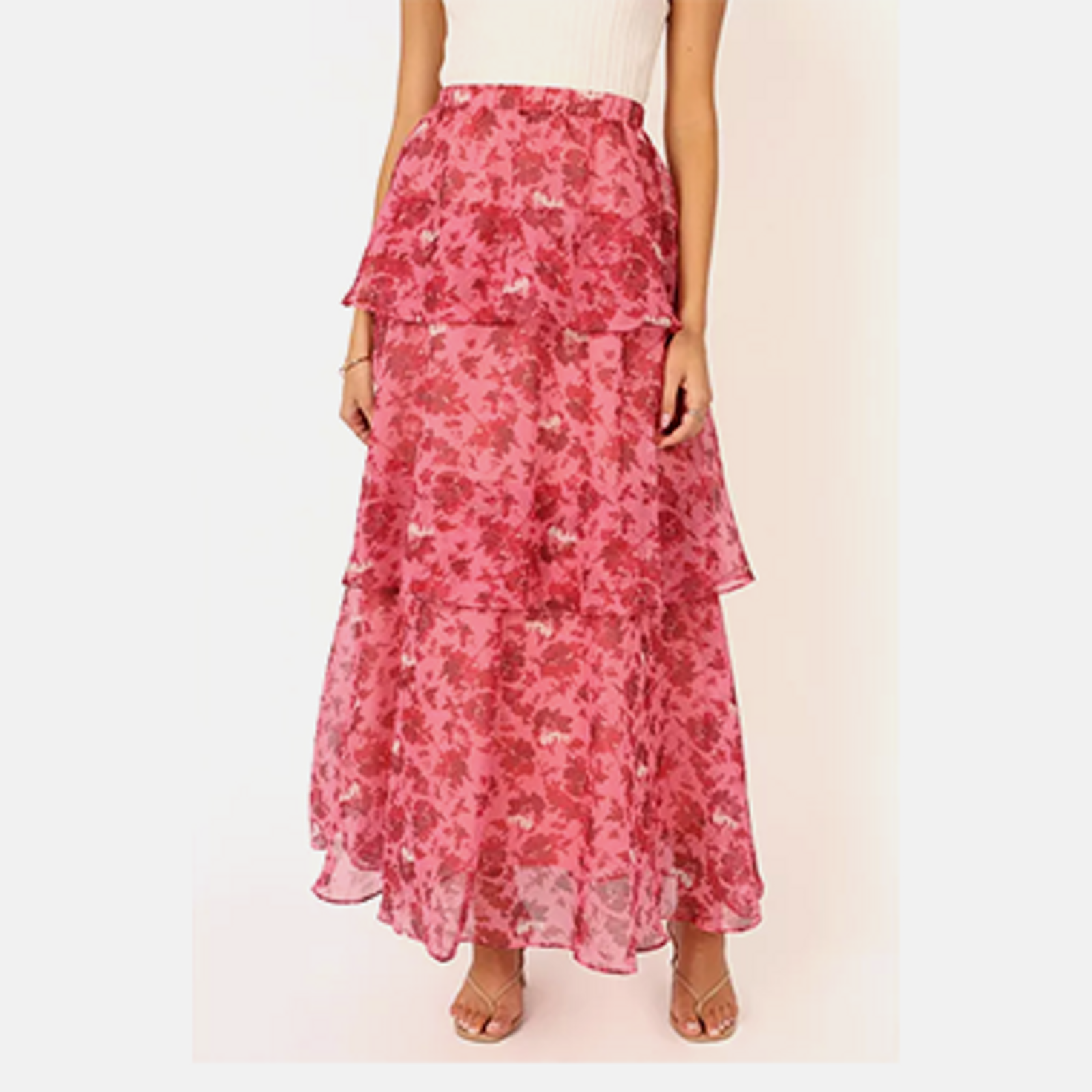 MULTI BRIGHT FLORAL TIE WAIST MAXI SKIRT, Womens Skirts