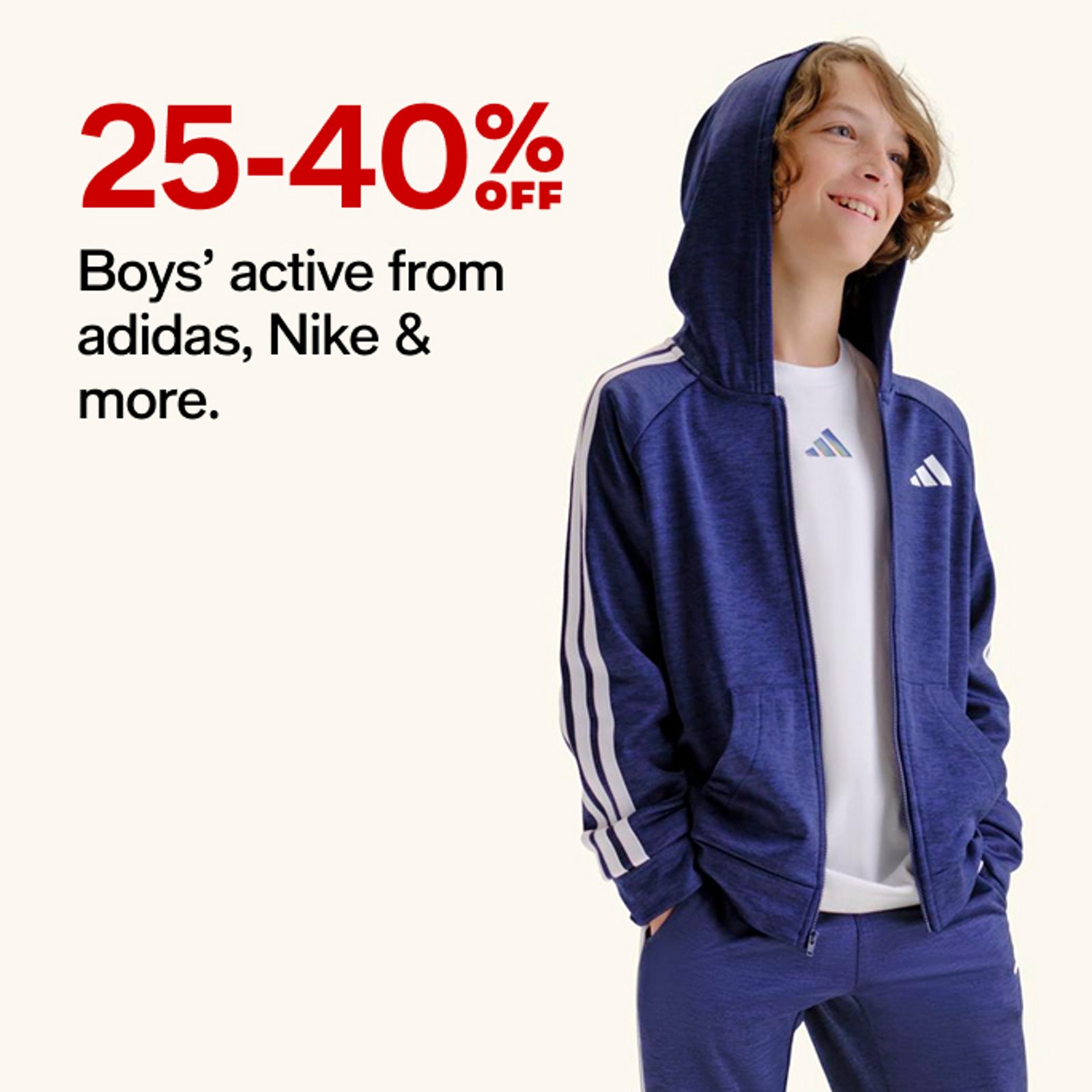 25-40% off Boys active from adidas, Nike & more