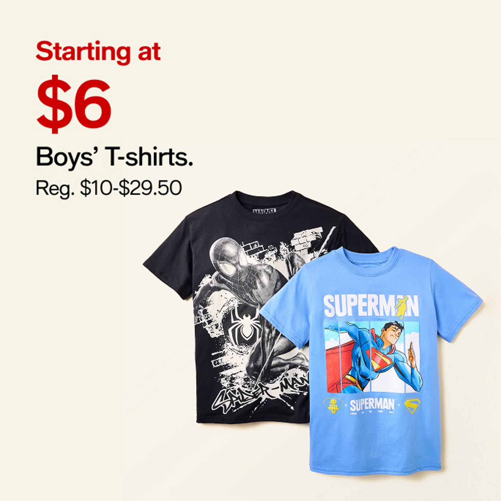 Starting $6 Boys T-shirts