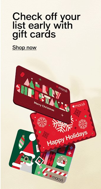 Check off your list early with gift cards
