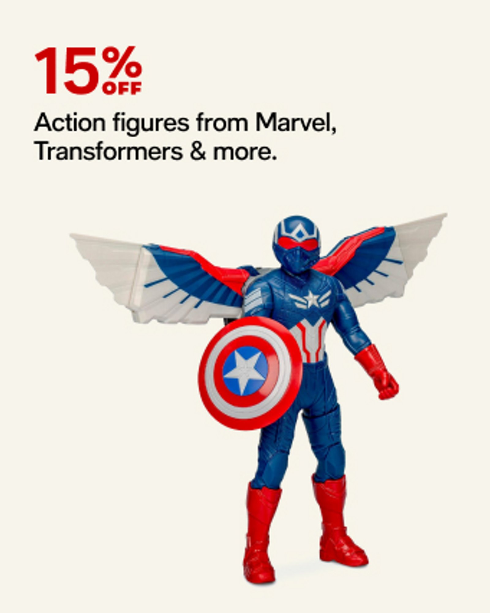 15% off Action figures 