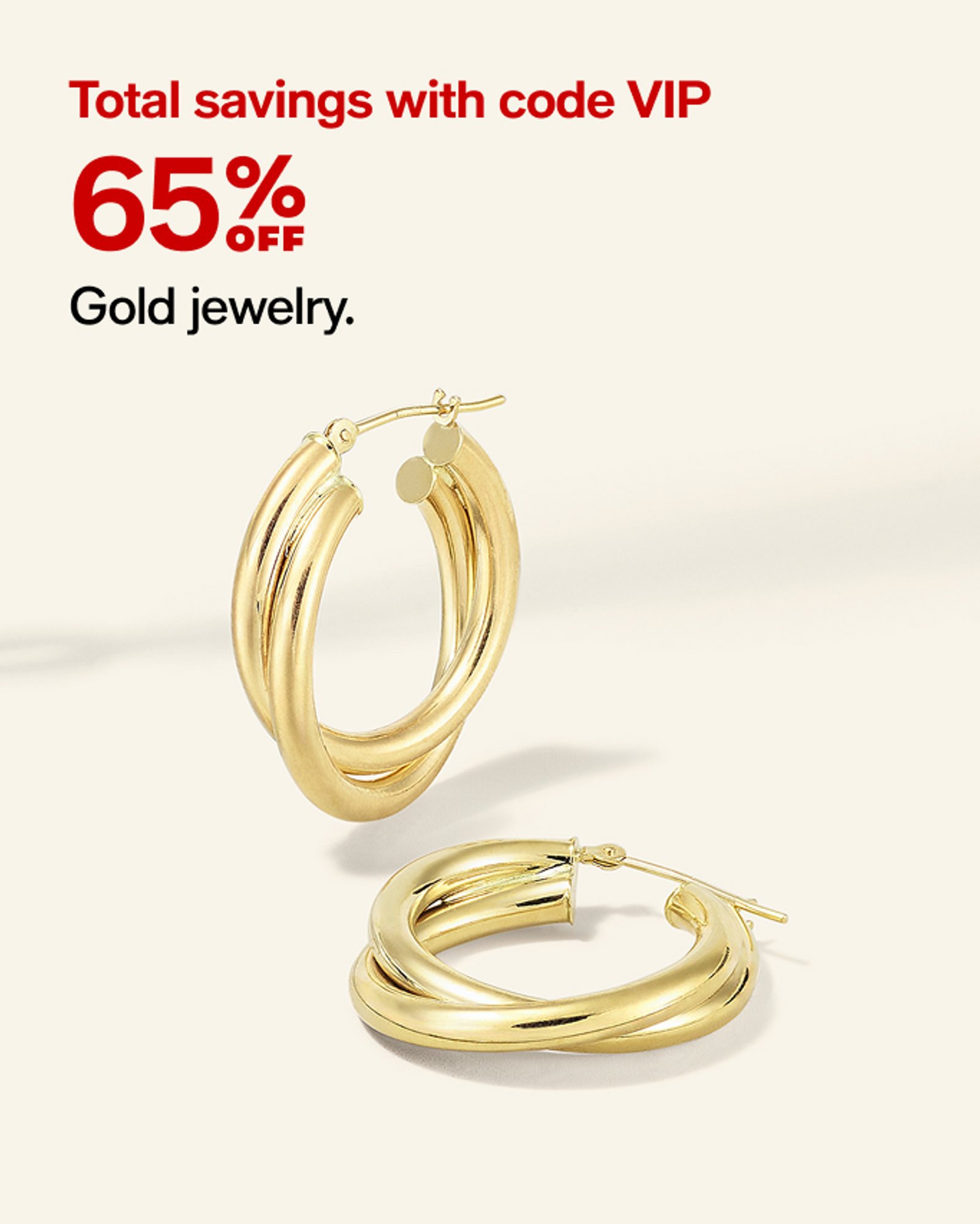 Total savings with code VIP 65% off Gold jewelry
