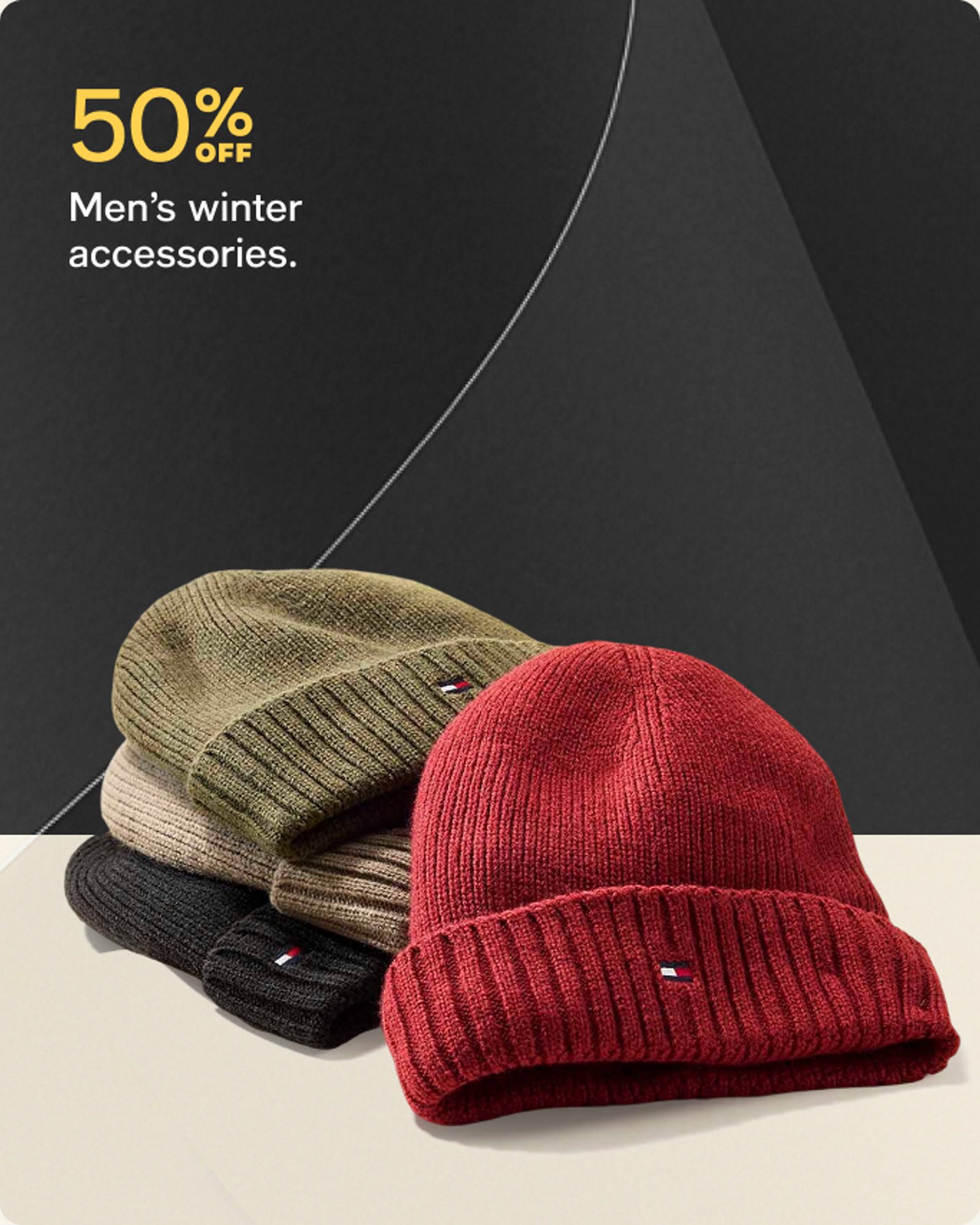 50% off Men's winter accessories