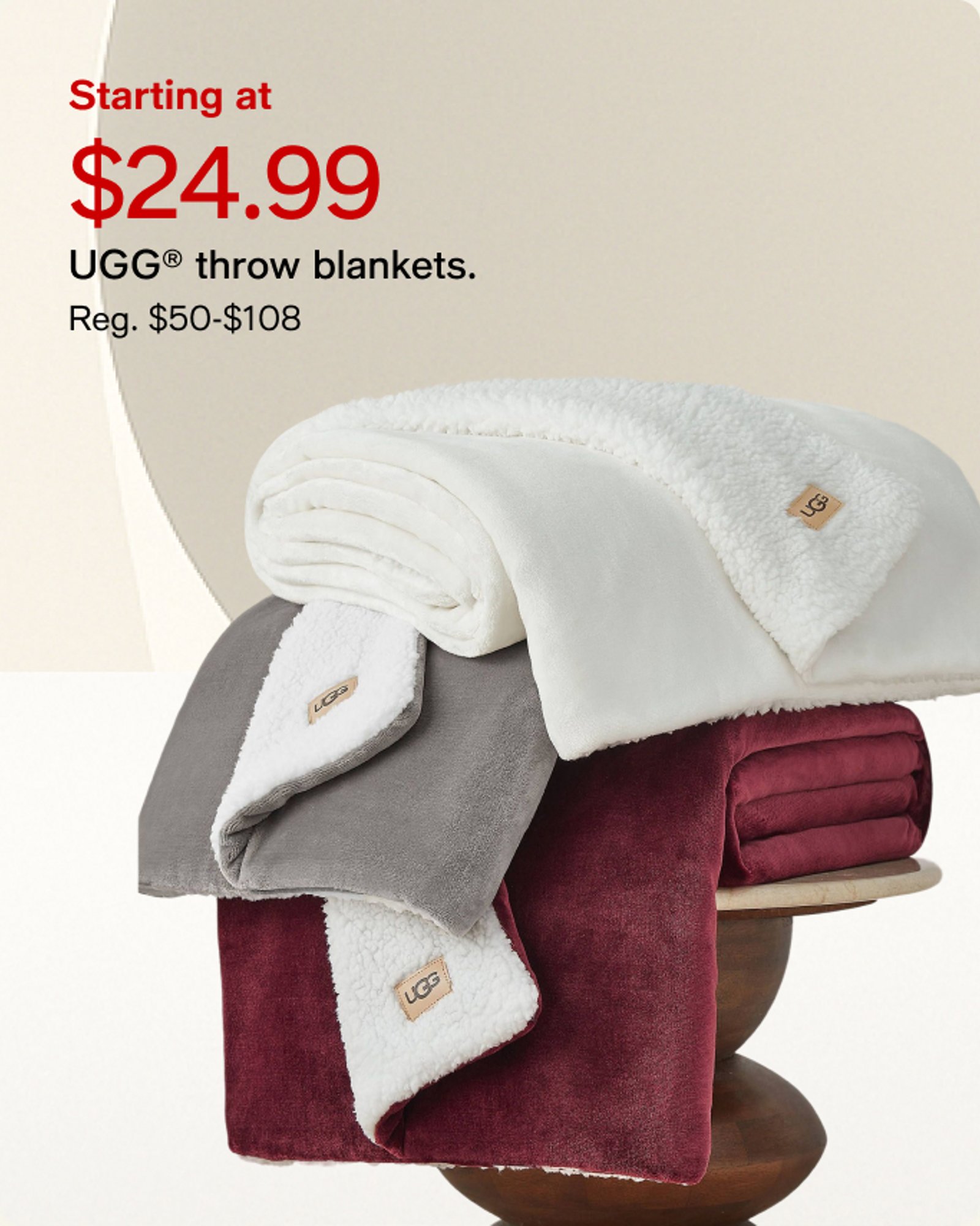 Starting at 24.99 UGG throw blankets