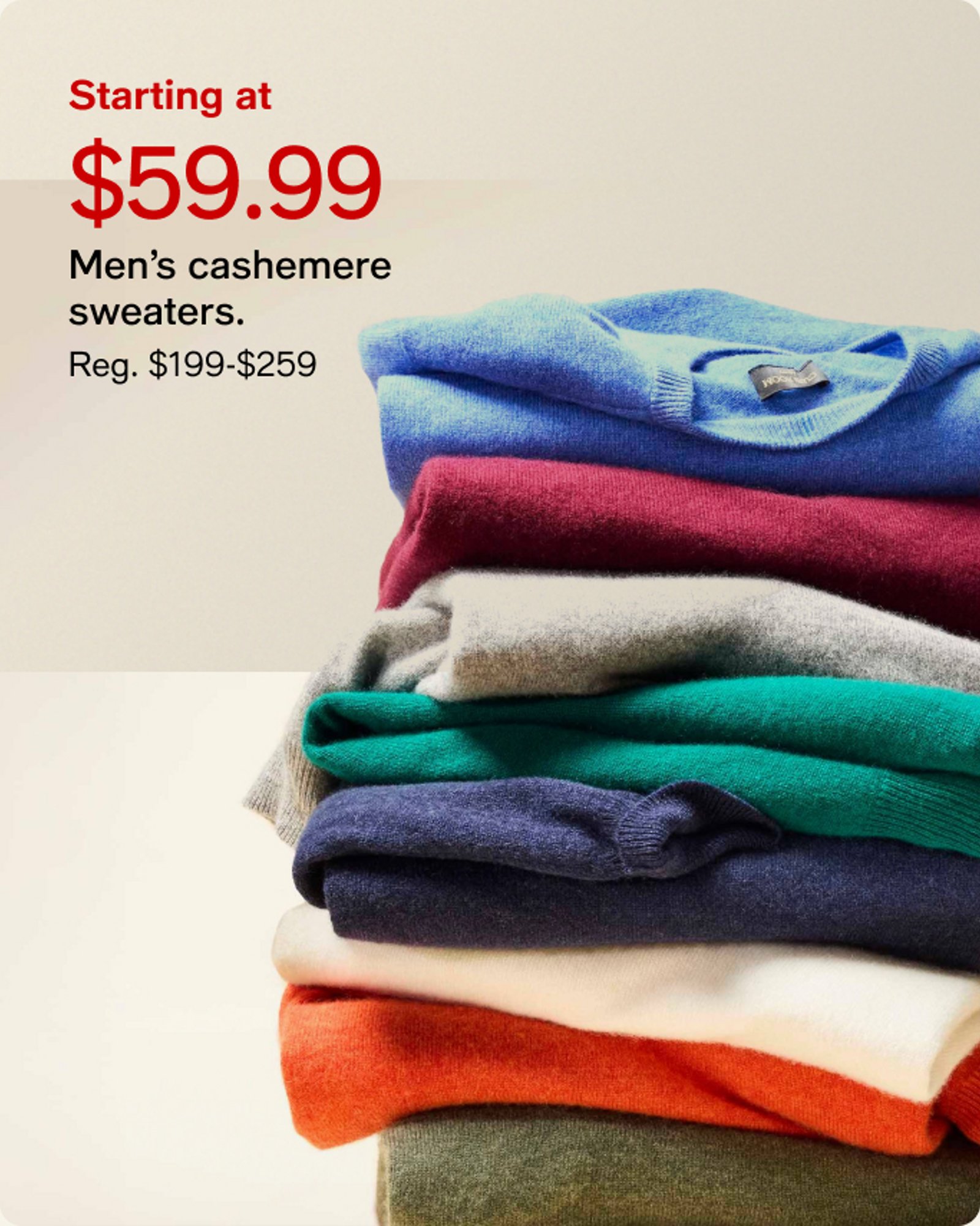 Starting $59.99 Men's cashmere sweaters