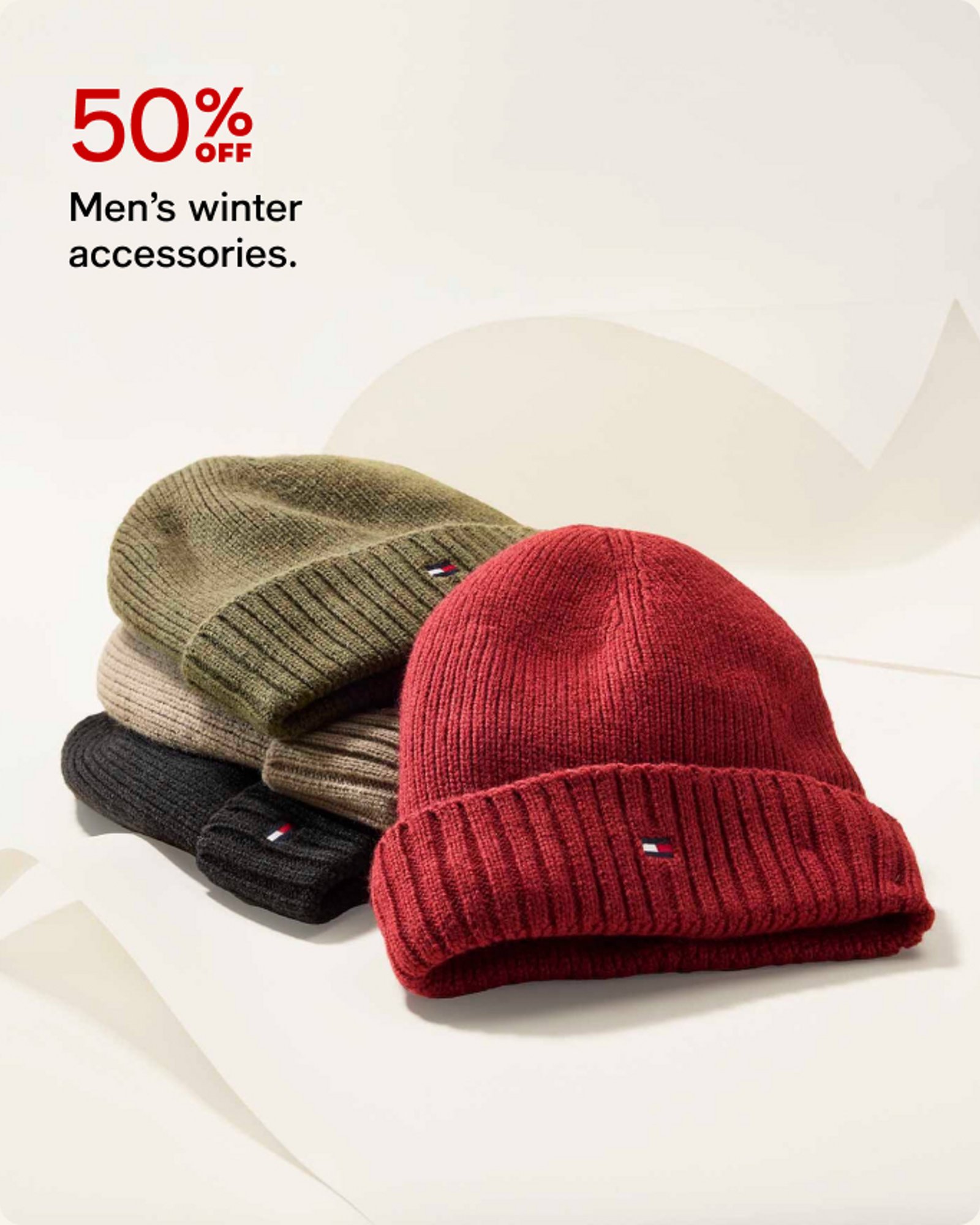50% off Men's winter accessories
