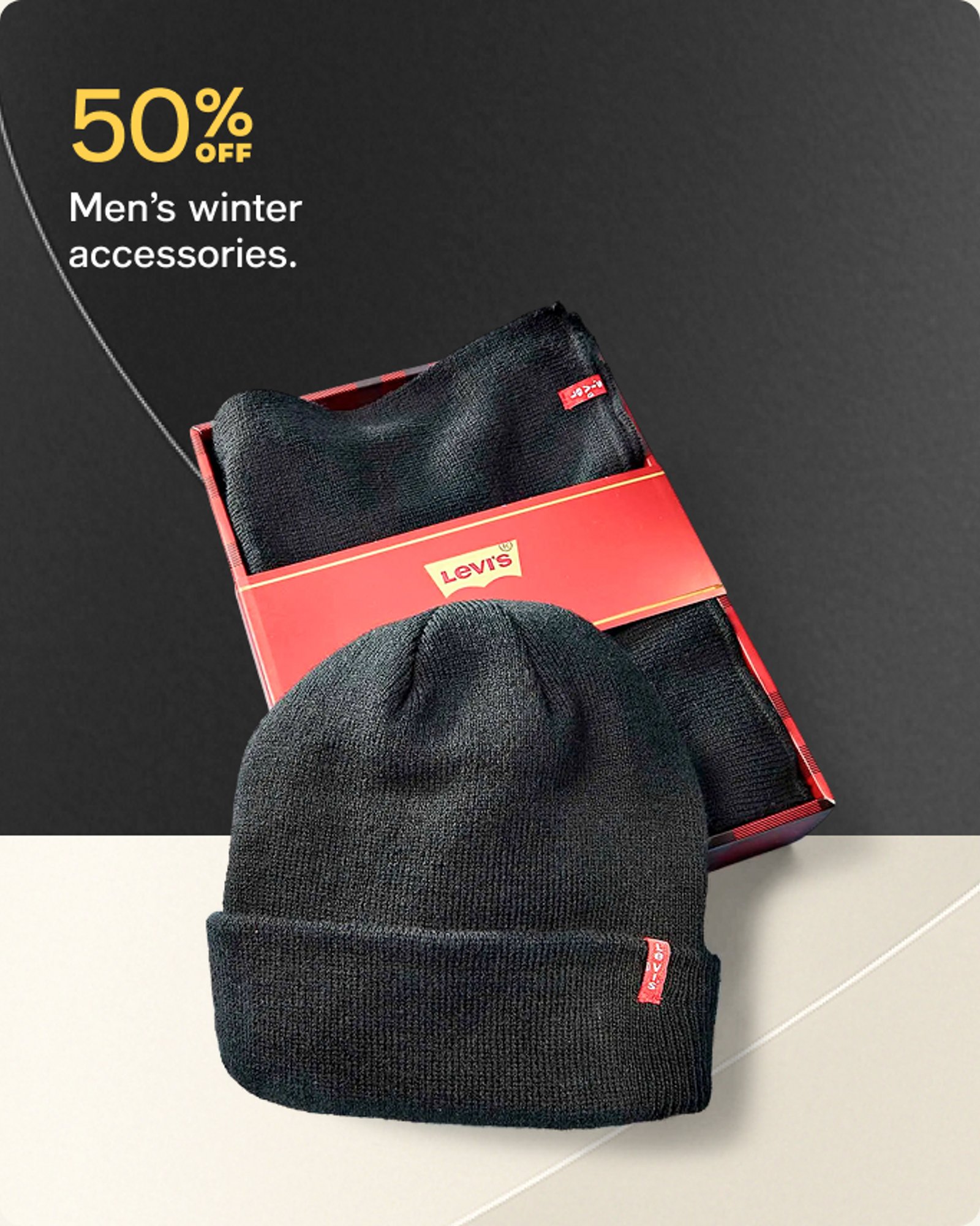50% off Men's winter accessories