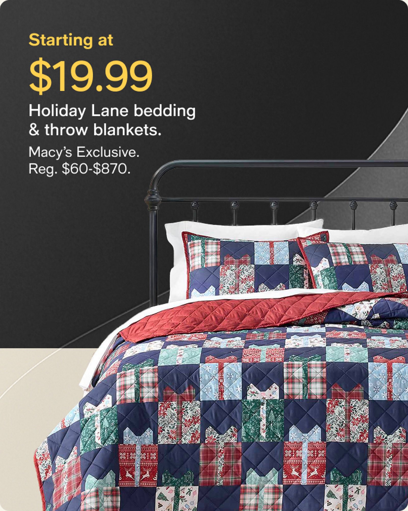 Starting at $19.99 Holiday Lane bedding throw blankets