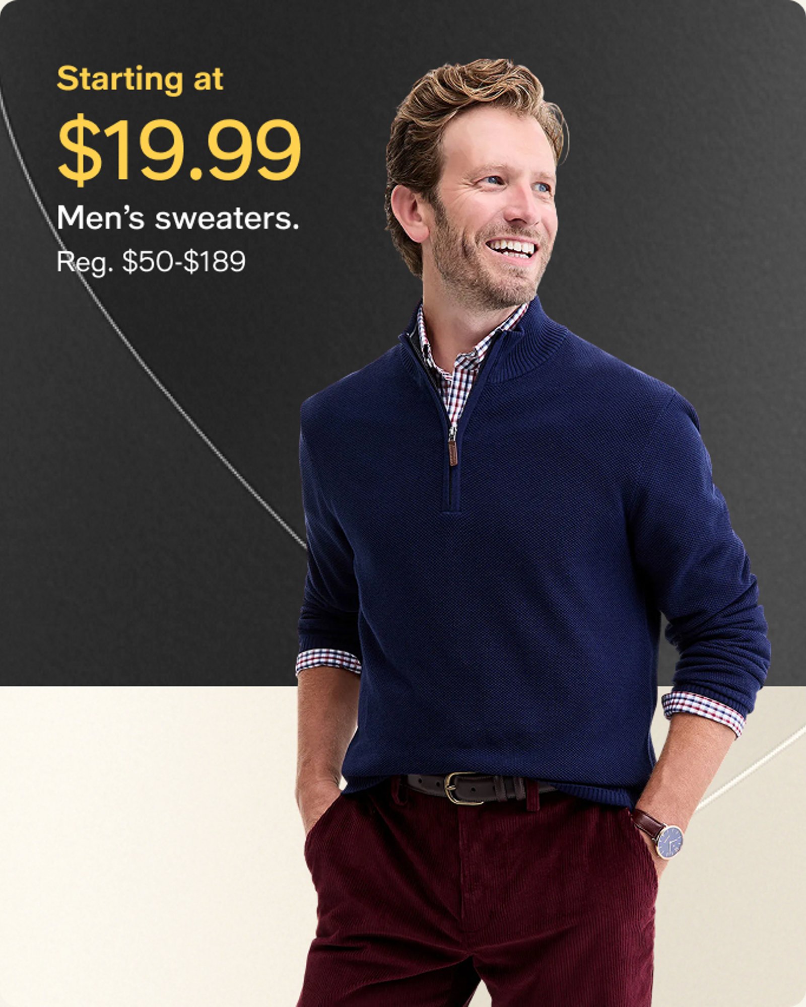 Starting at $19.99 Men's sweaters