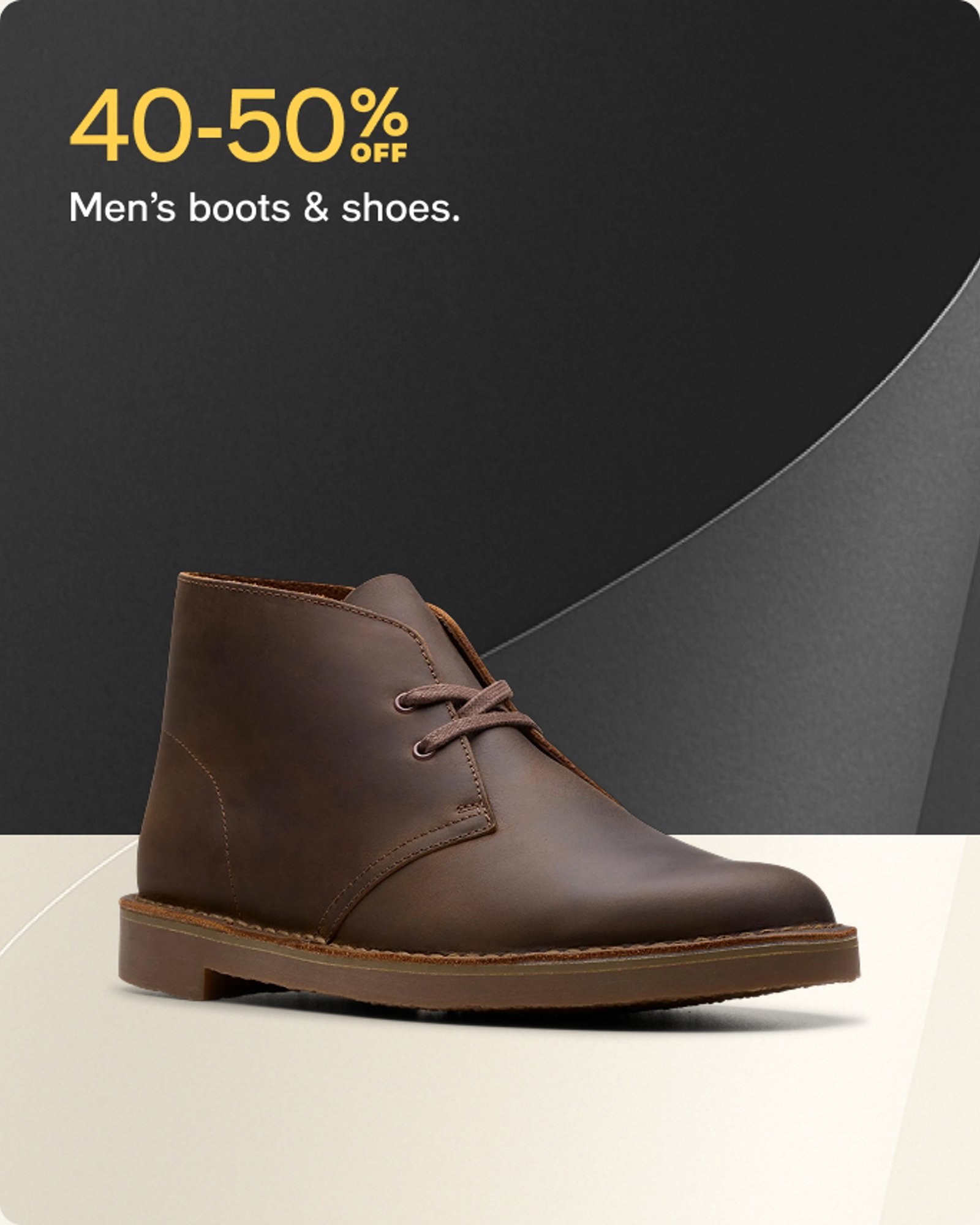 40-50% off Men's boots & shoes