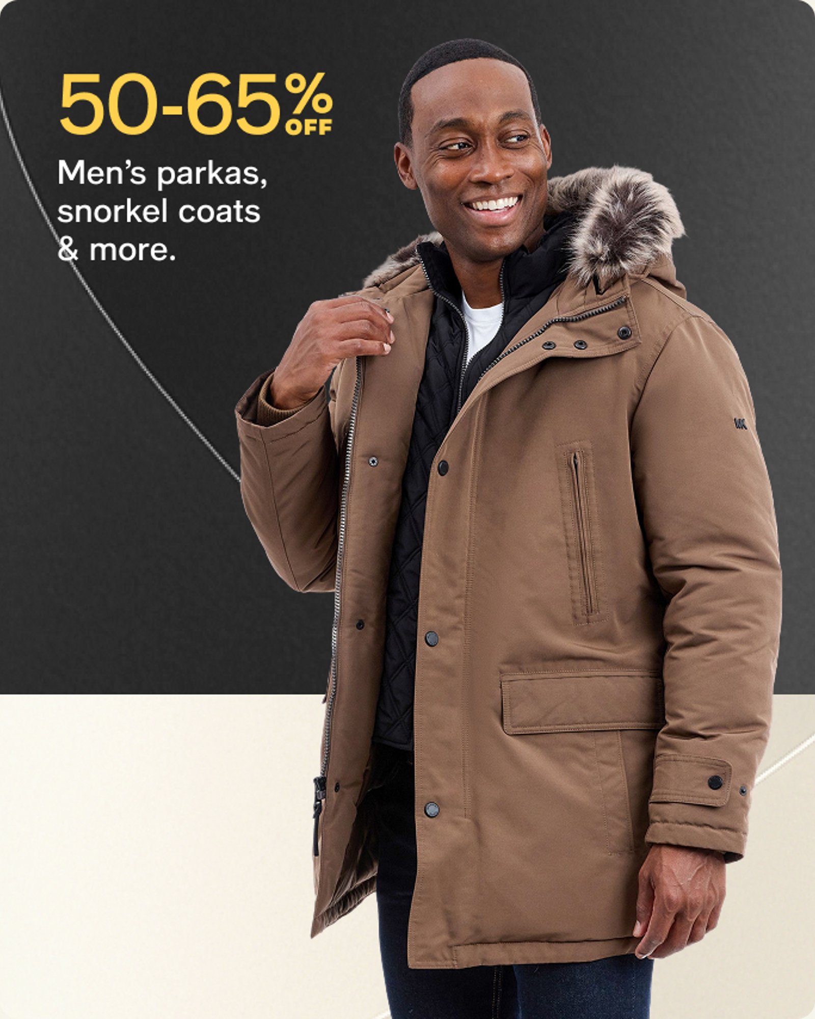 50-65% off Mens parkas and coats