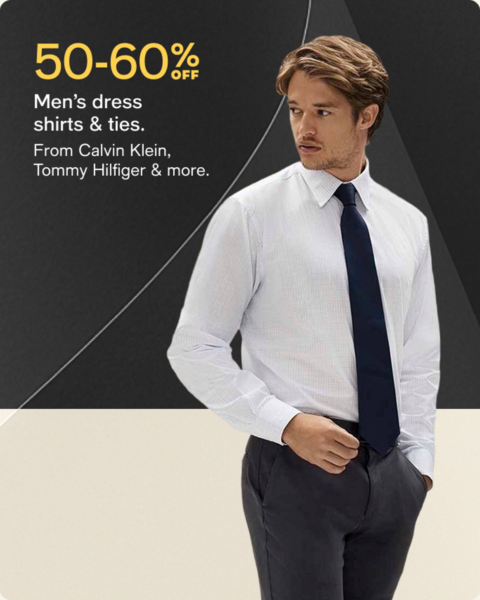 50-60% off Mens dress shirts & ties
