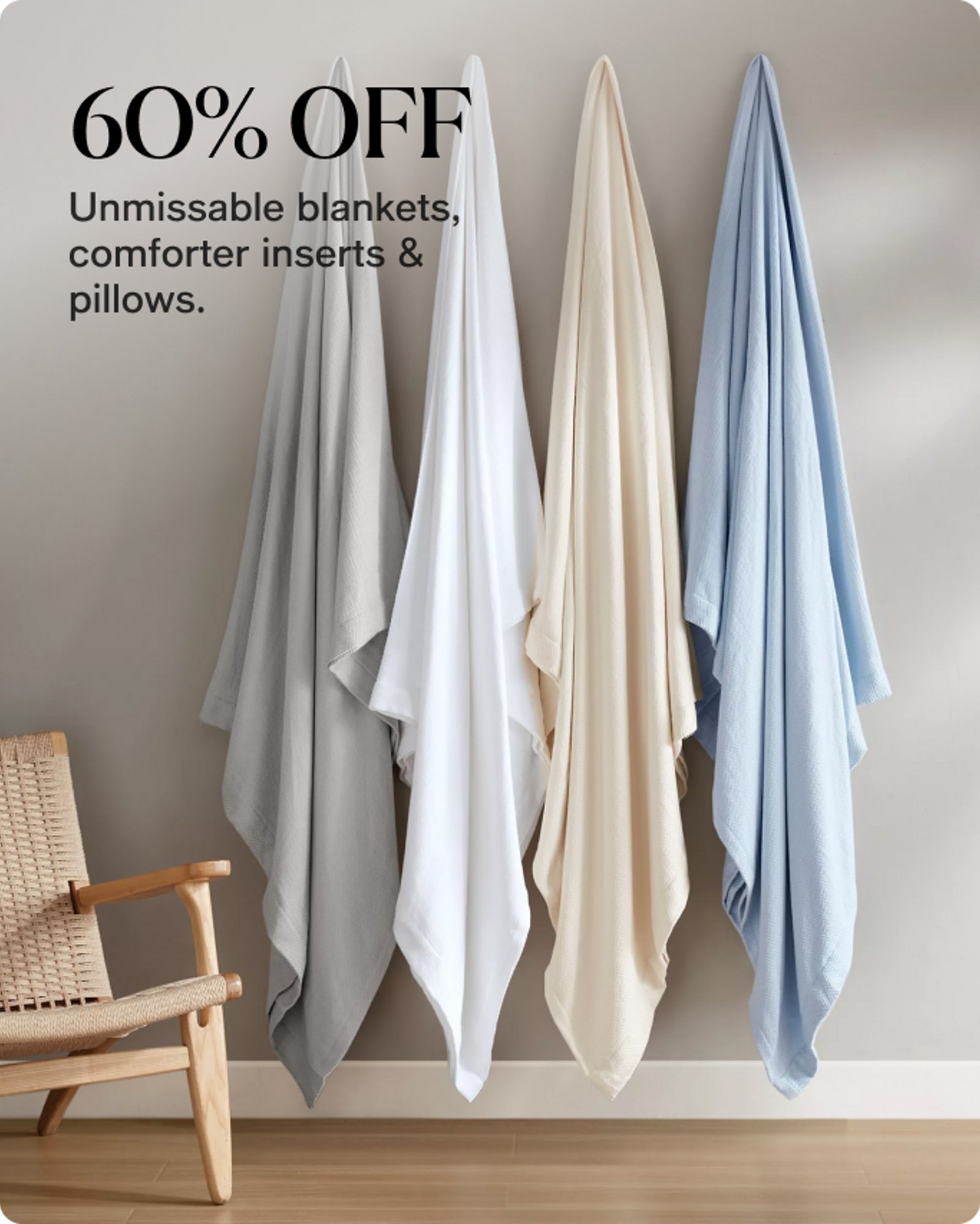 60% OFF Unmissable blankets 