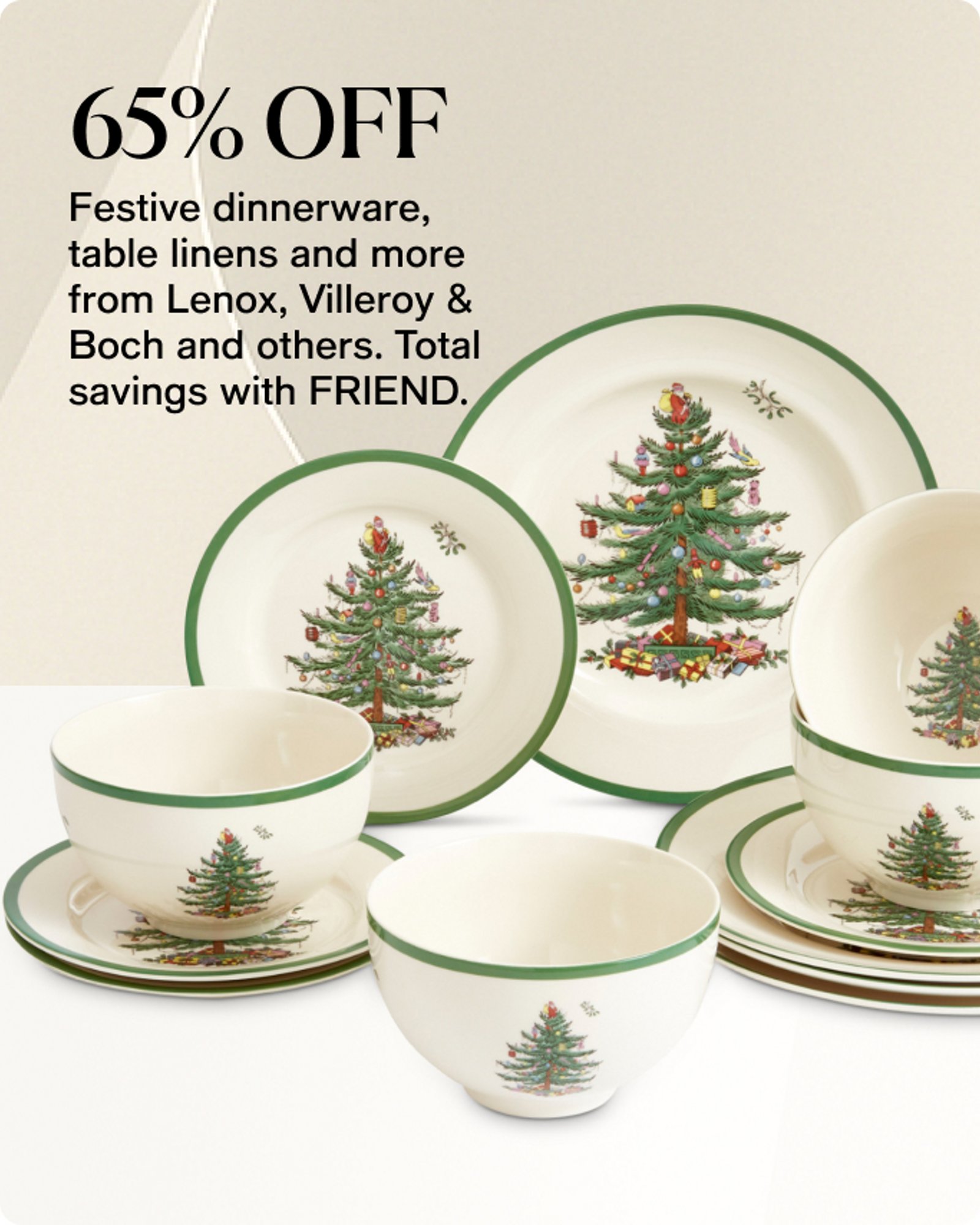 Festive dinnerware, table linens and more from Lenox, Villeroy & Boch