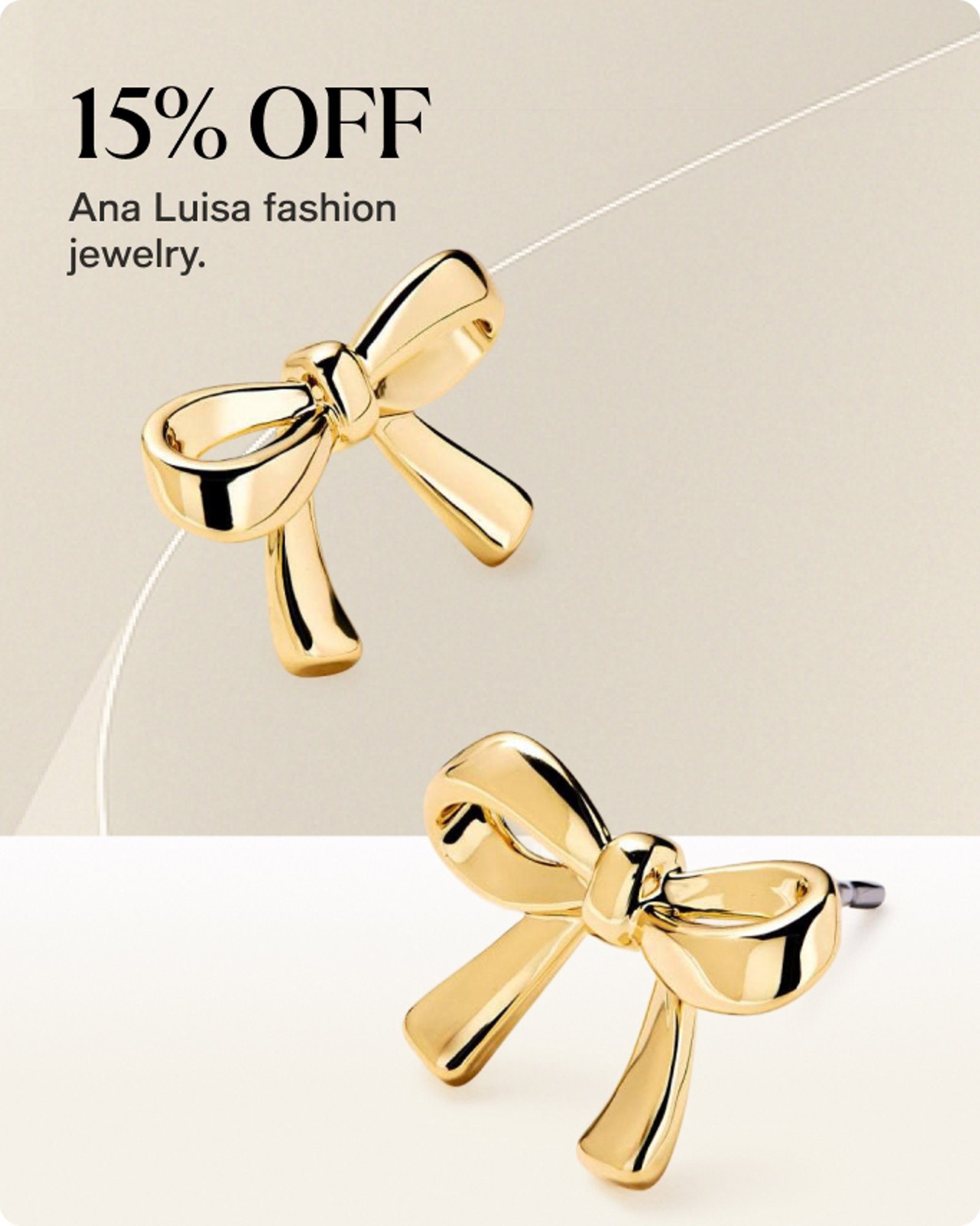 15% off Ana Luisa fashion jewelry