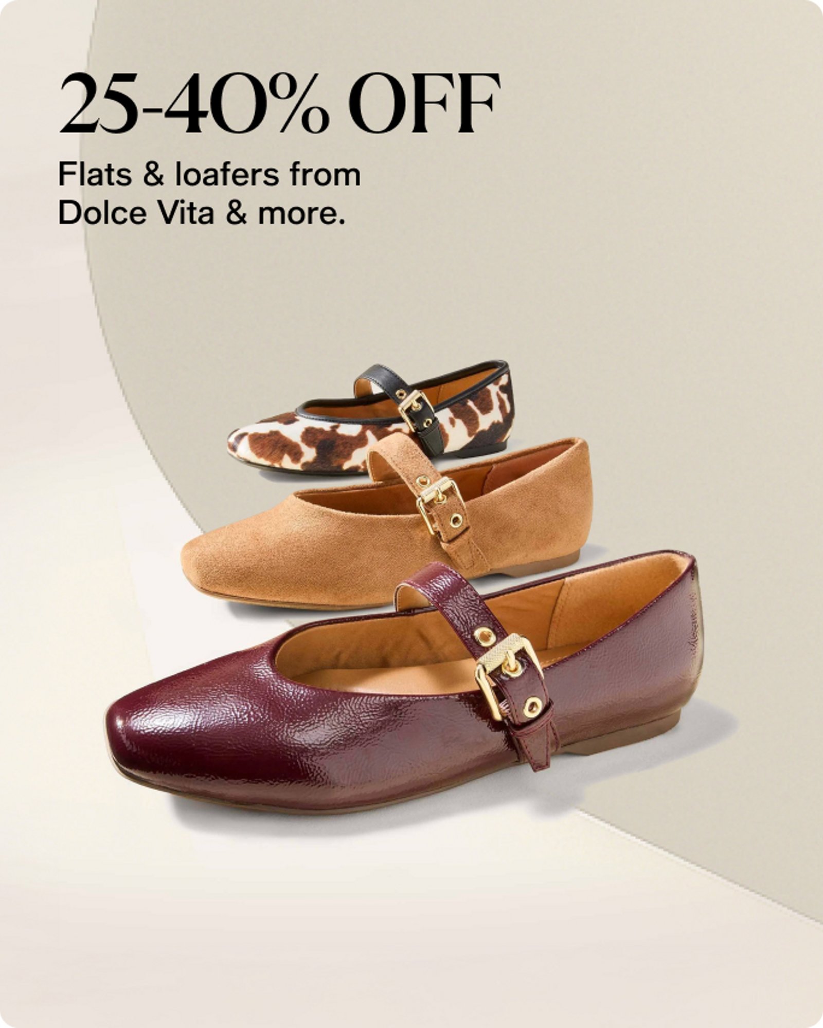 25-50% Off Flats& loafers from Dolce vota & more