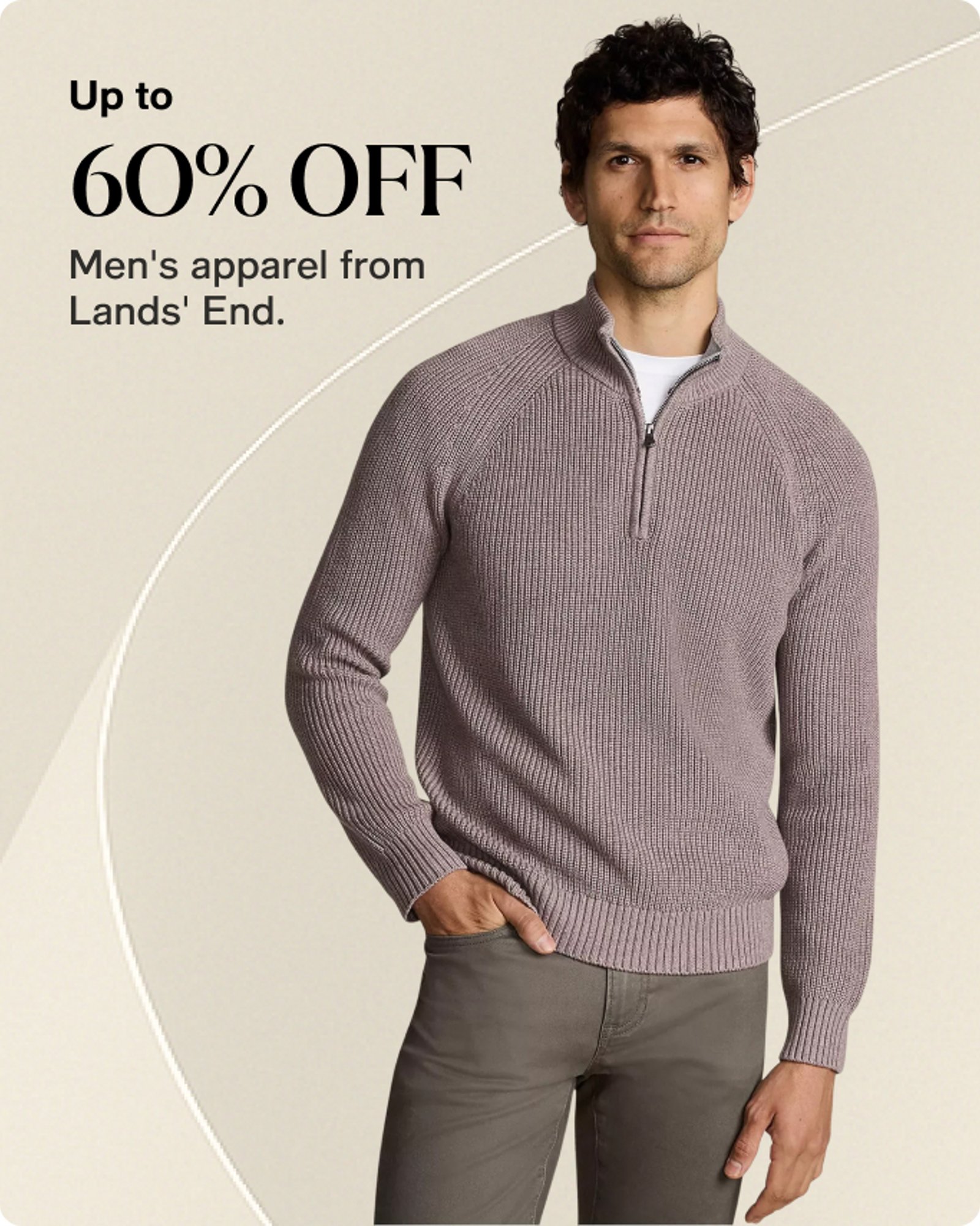 Upto 60% off mens' apparel from Land's end