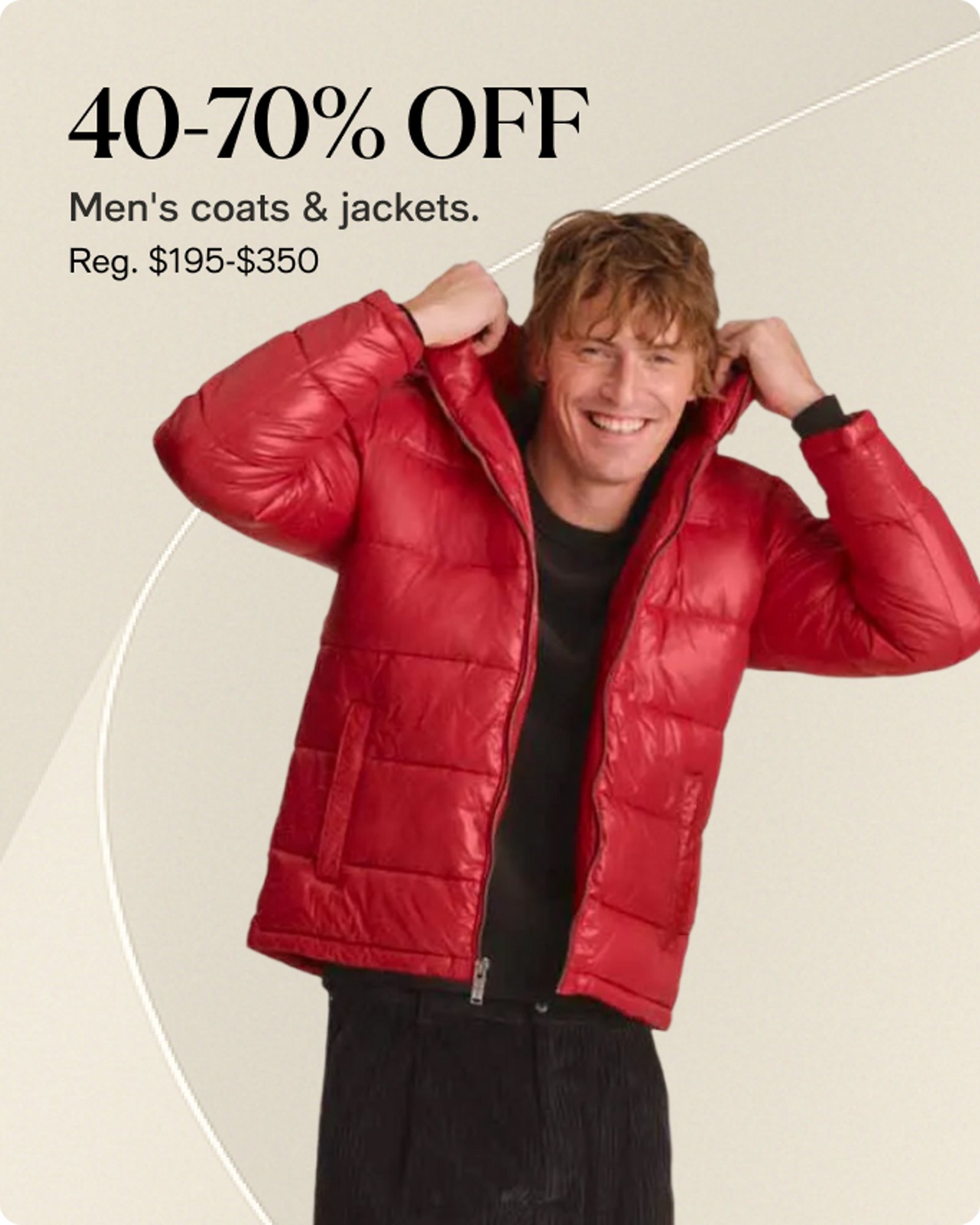 40-70% off Mens coats & jackets
