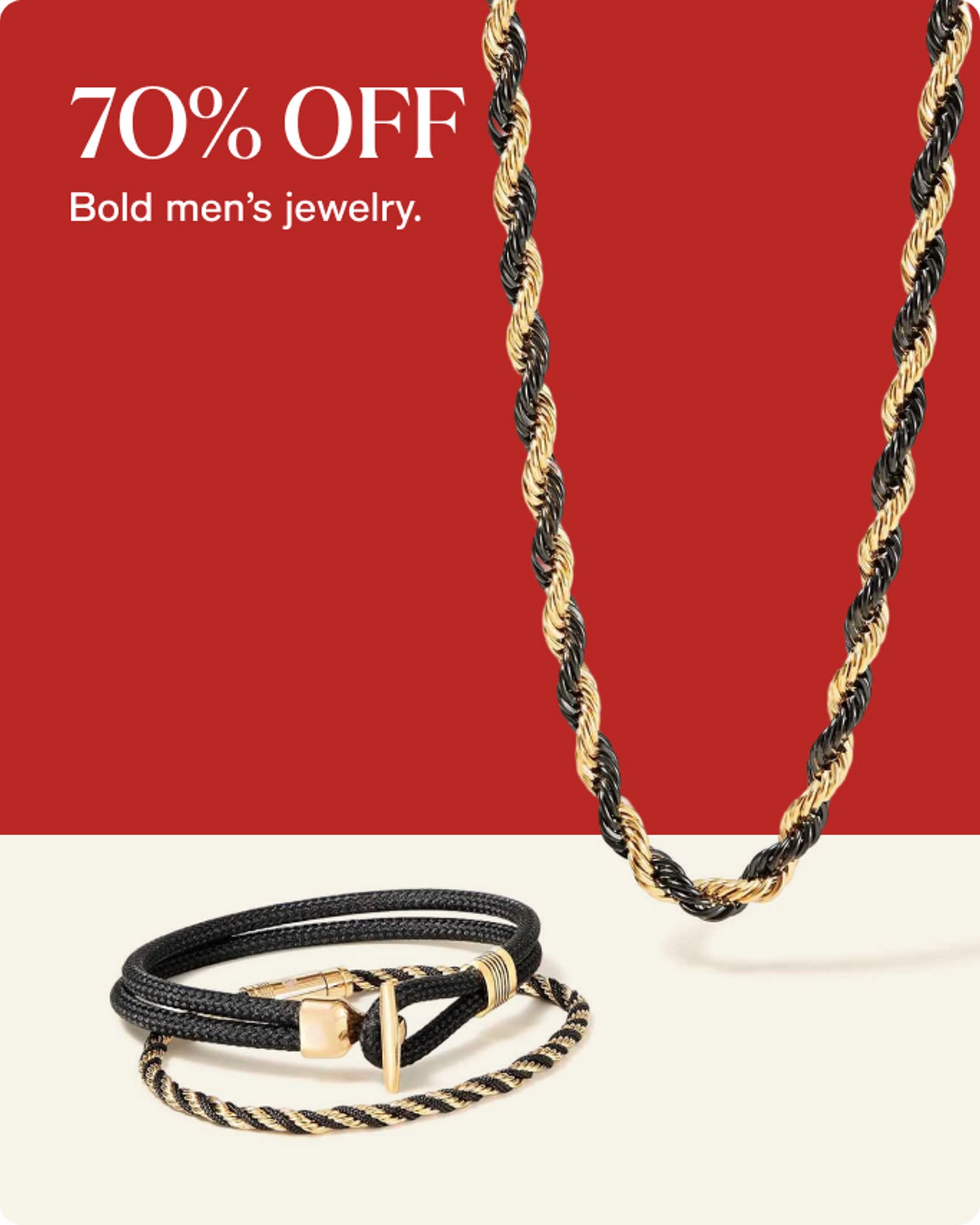 70% off bold men's jewelry