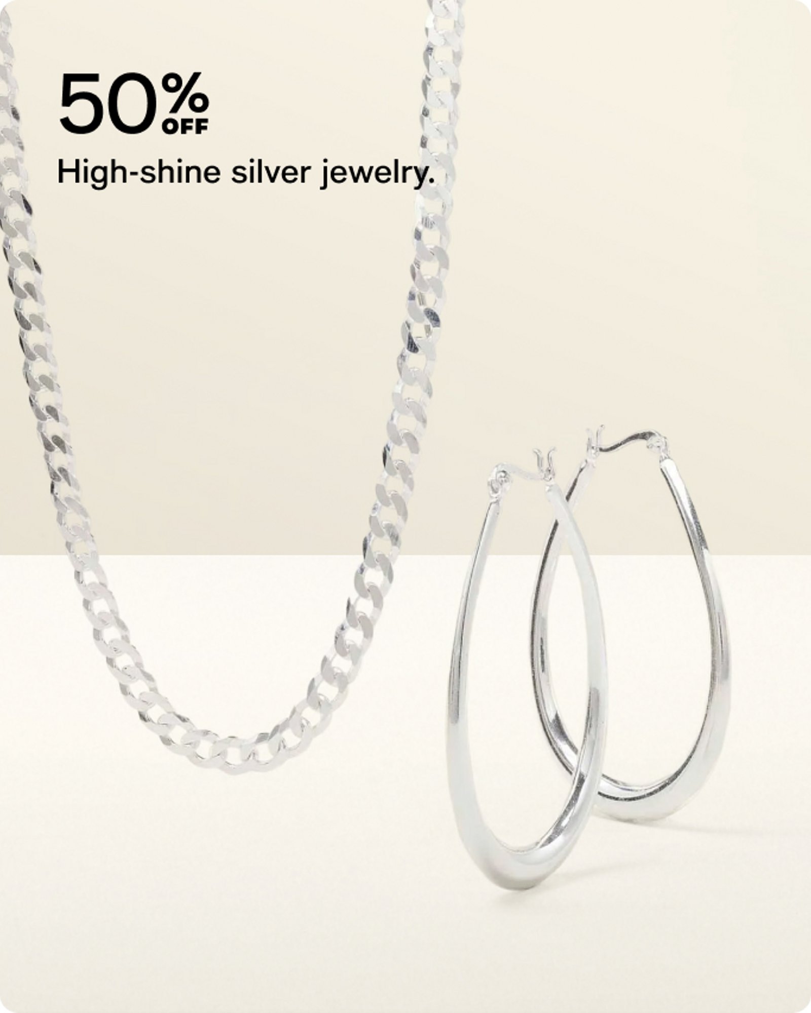 50% Off High Shine Silver Jewelry