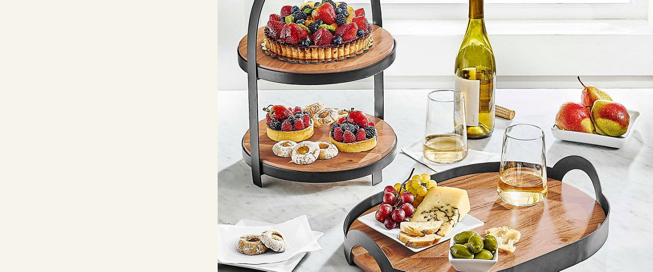 wine, cheese and servingware