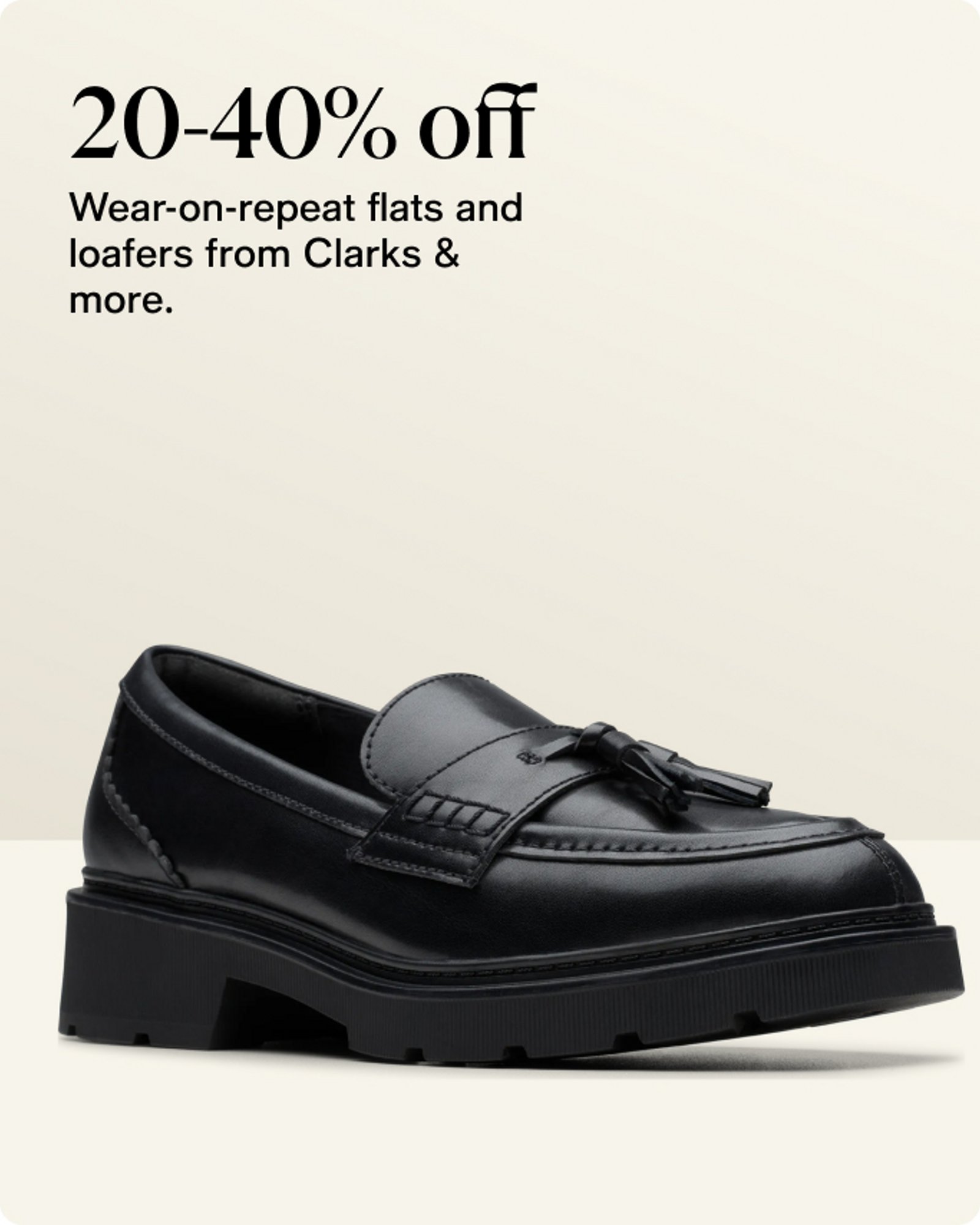 20-40% off wear on repeat flats & loafers