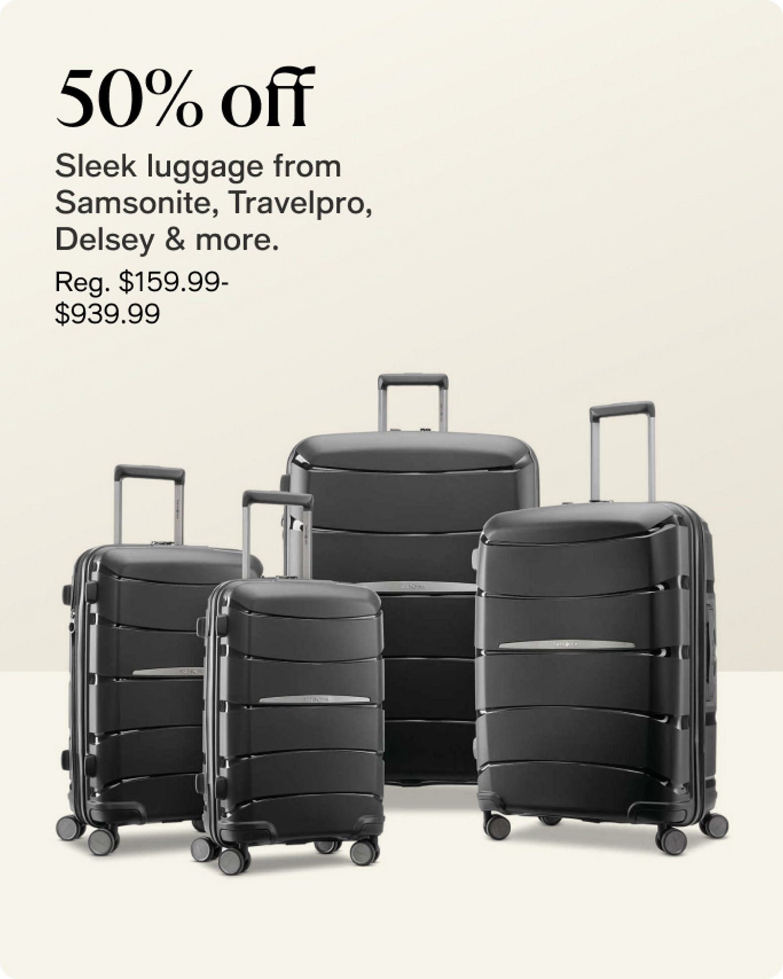 50% off Sleek luggage from Samsonite