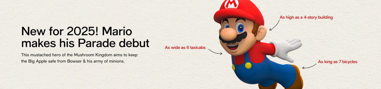 New for 2025! Mario makes his Parade debut