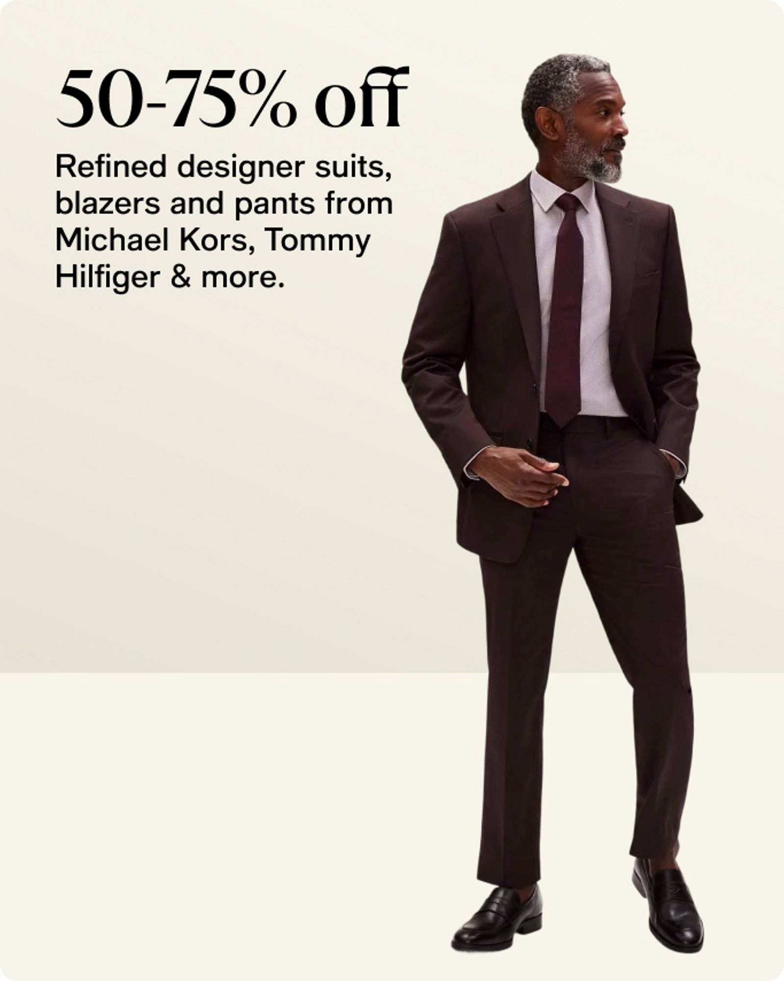 50-75% off Designer suits & blazers