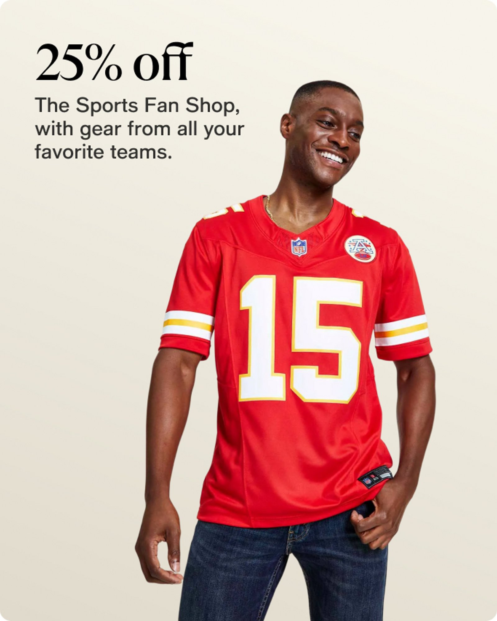 25% off sports fan shop