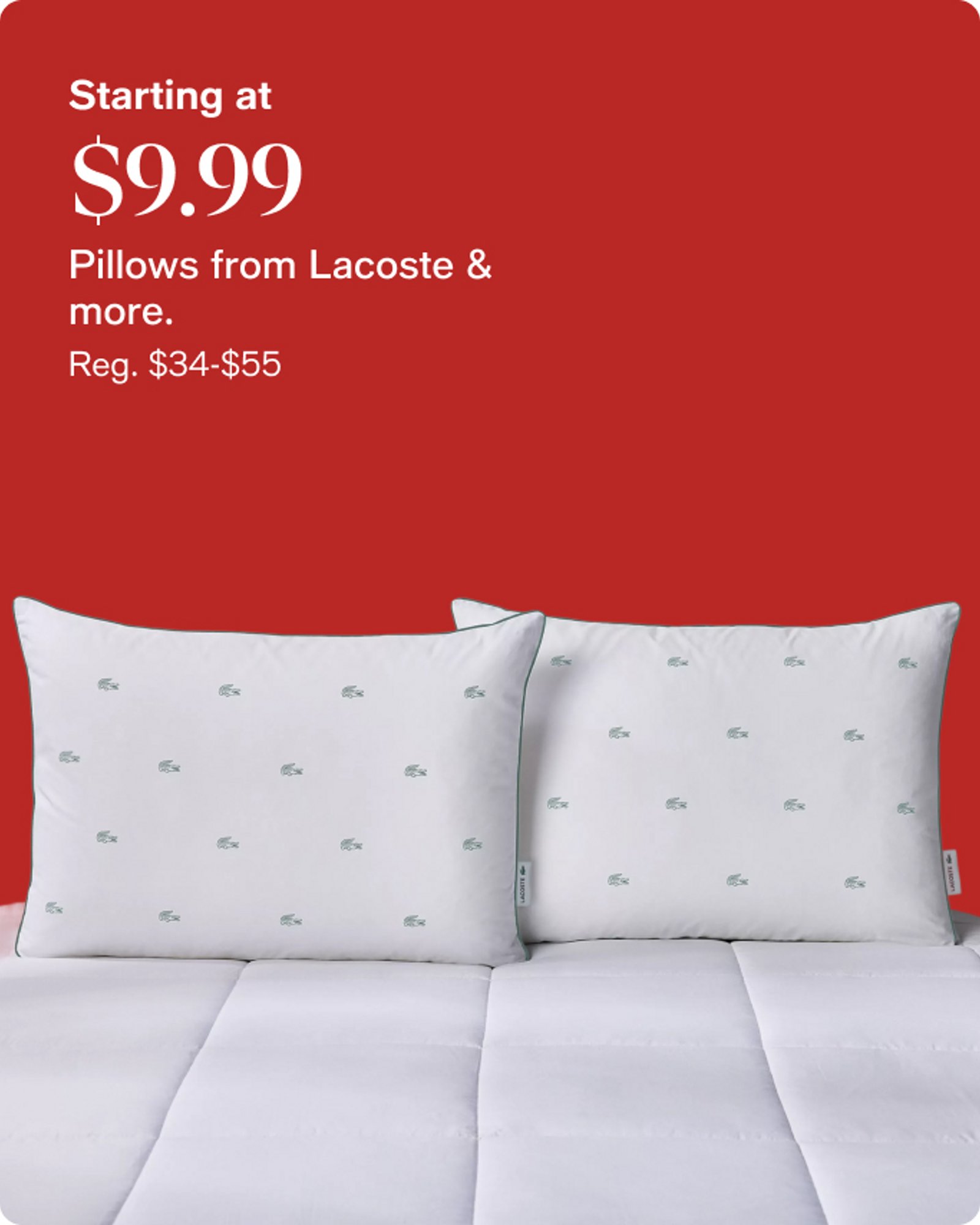 Starting at $9.99 pillows