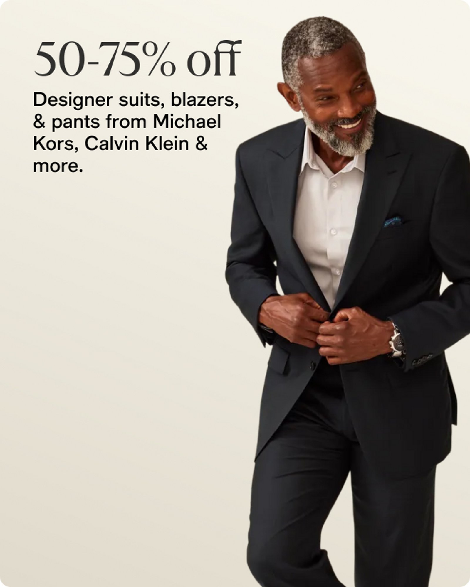 50-75% off Designer suits & blazers