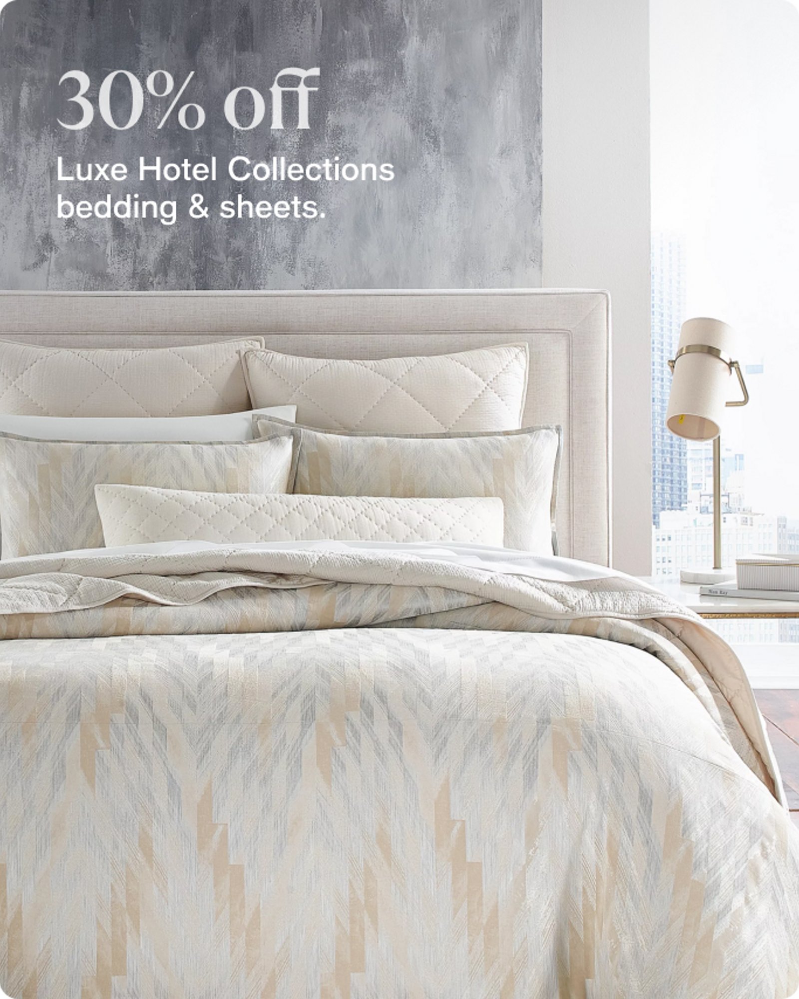 30% off Luxe hotel collections bedding