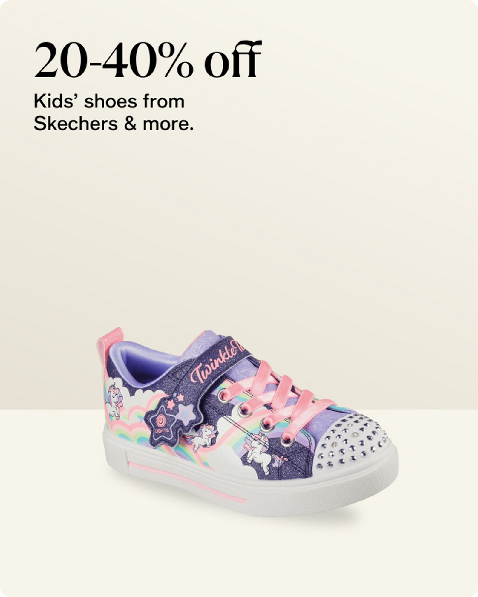 20-40% off kids shoes from sketchers and more