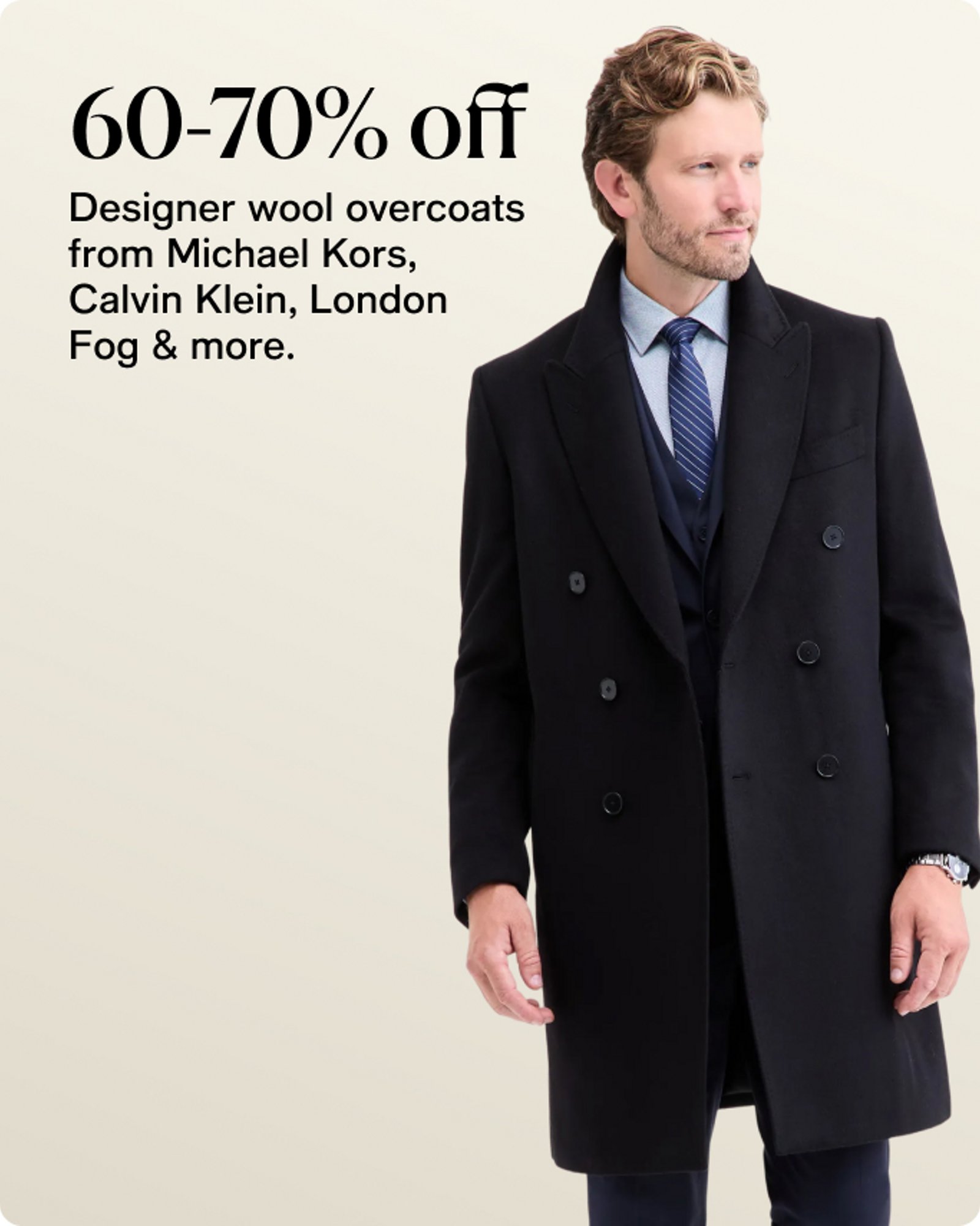 60-70% off Designer wool overcoats