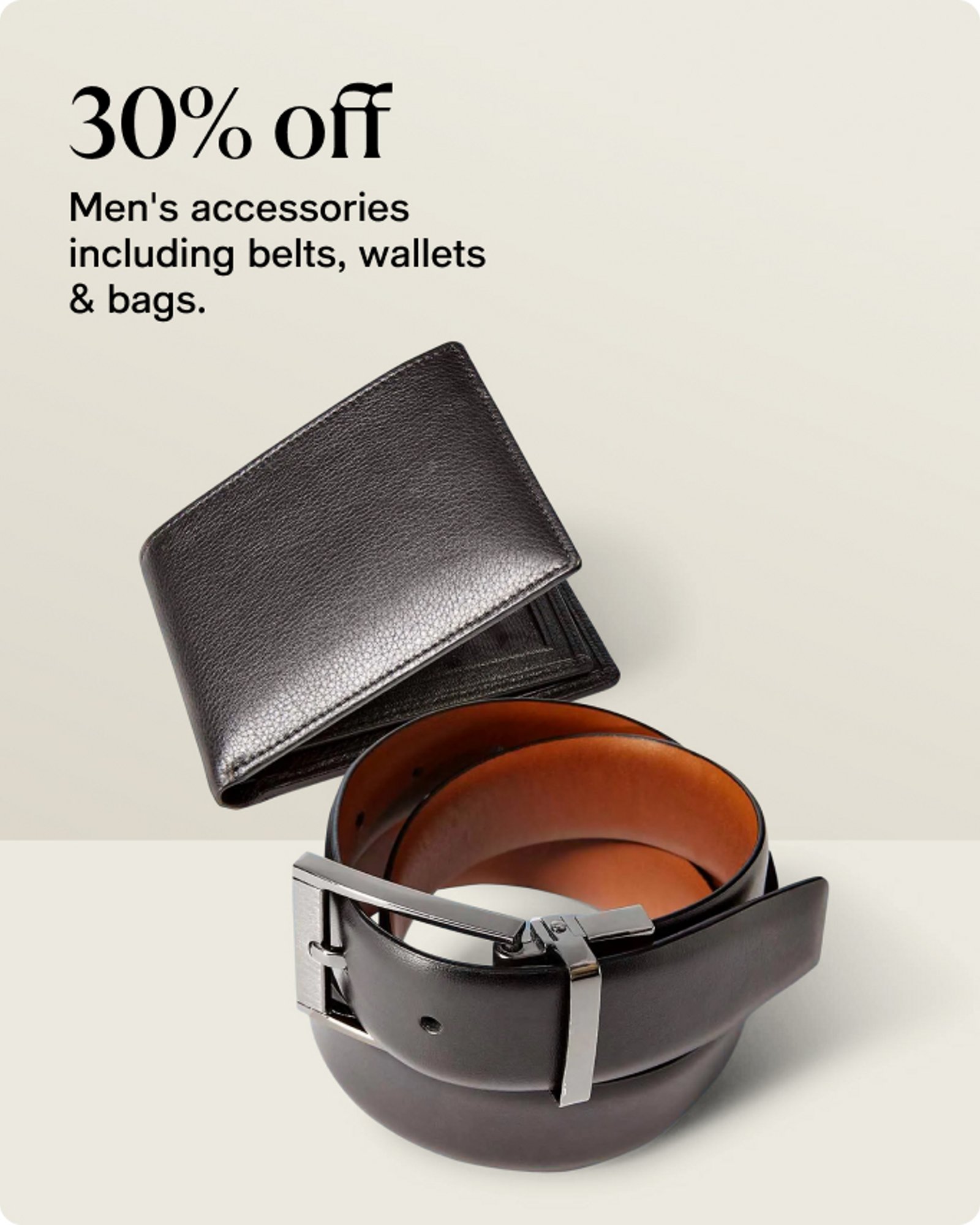 30% off Men's accessories