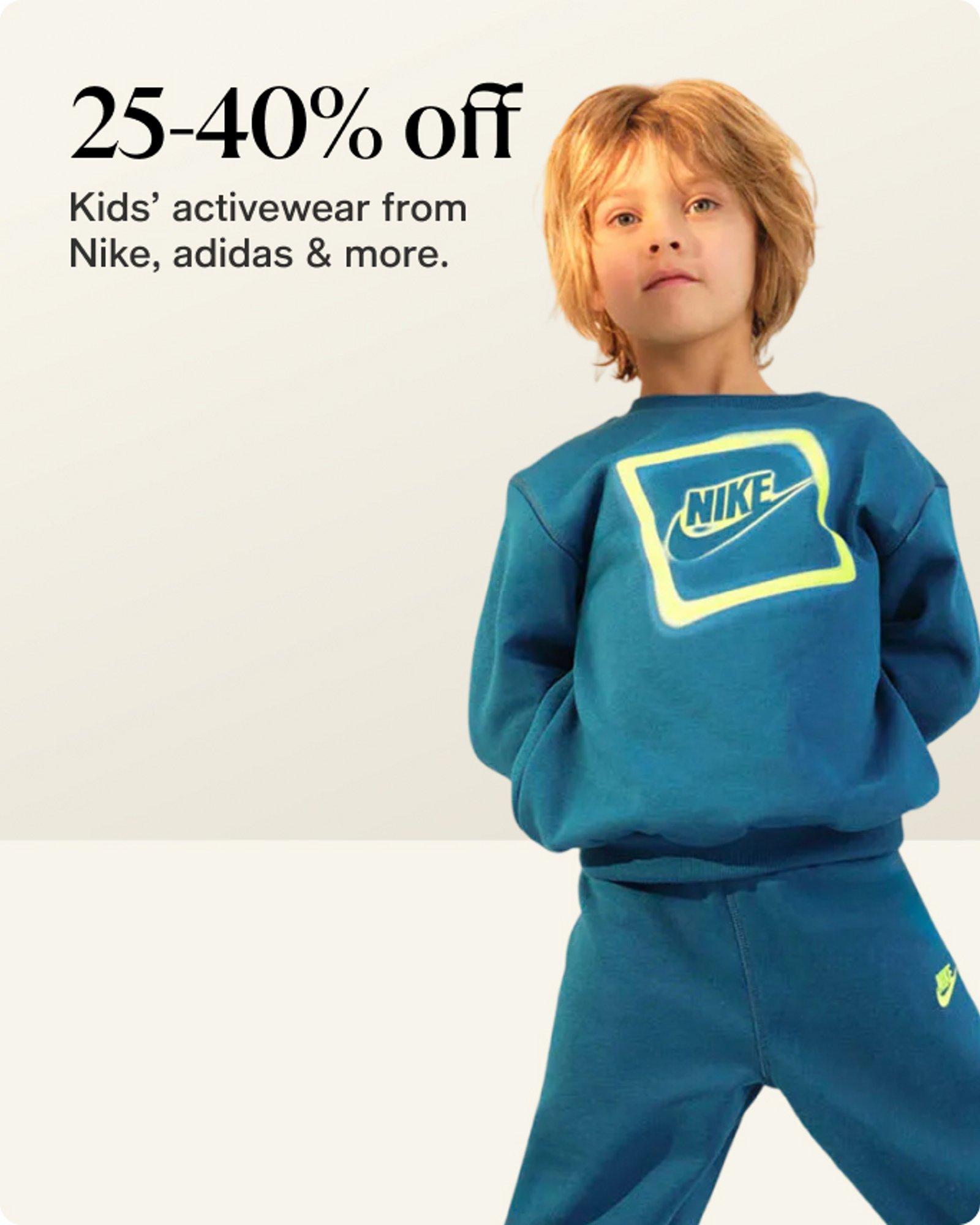 25-50% off kids activewear