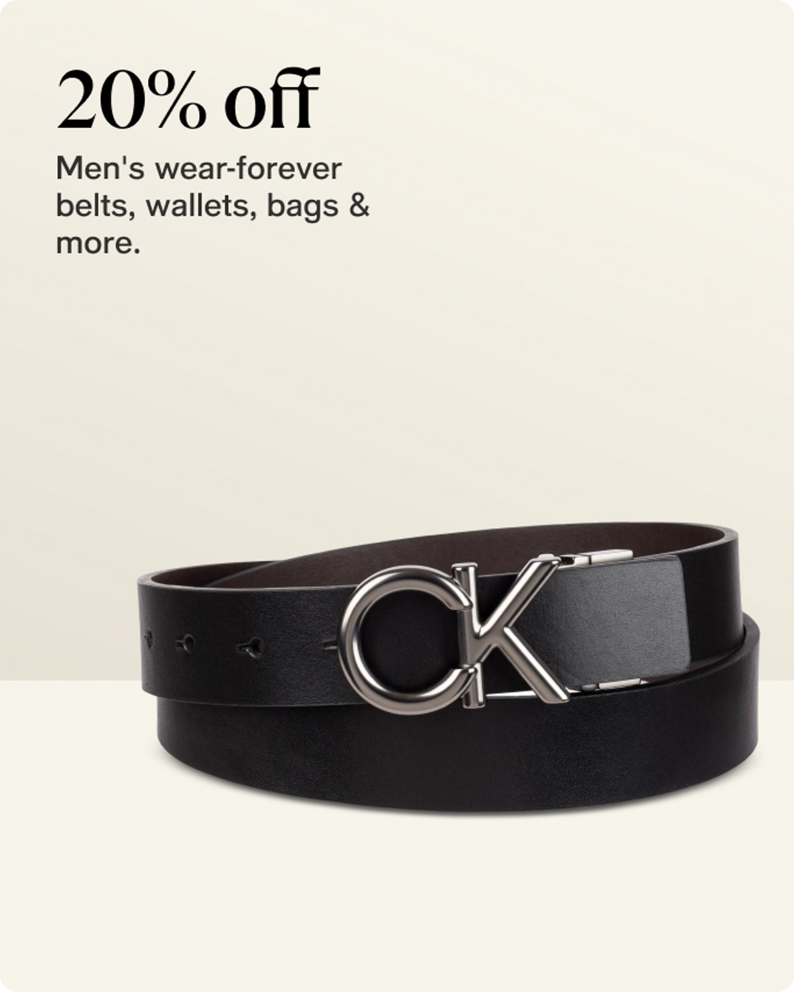 20% off Men's wear-forever belts