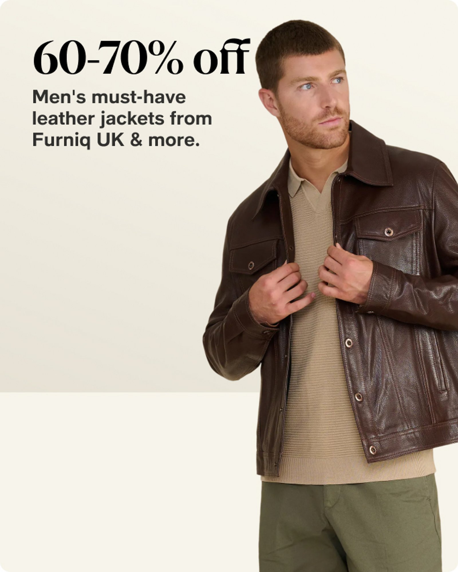 60-70% off Men's leather jackets