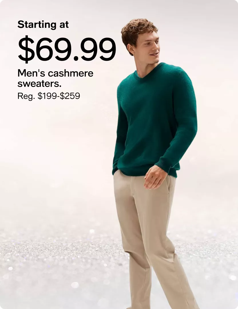 Starting at $69.99 Men's cashmere sweaters. (Reg. $199-$259)