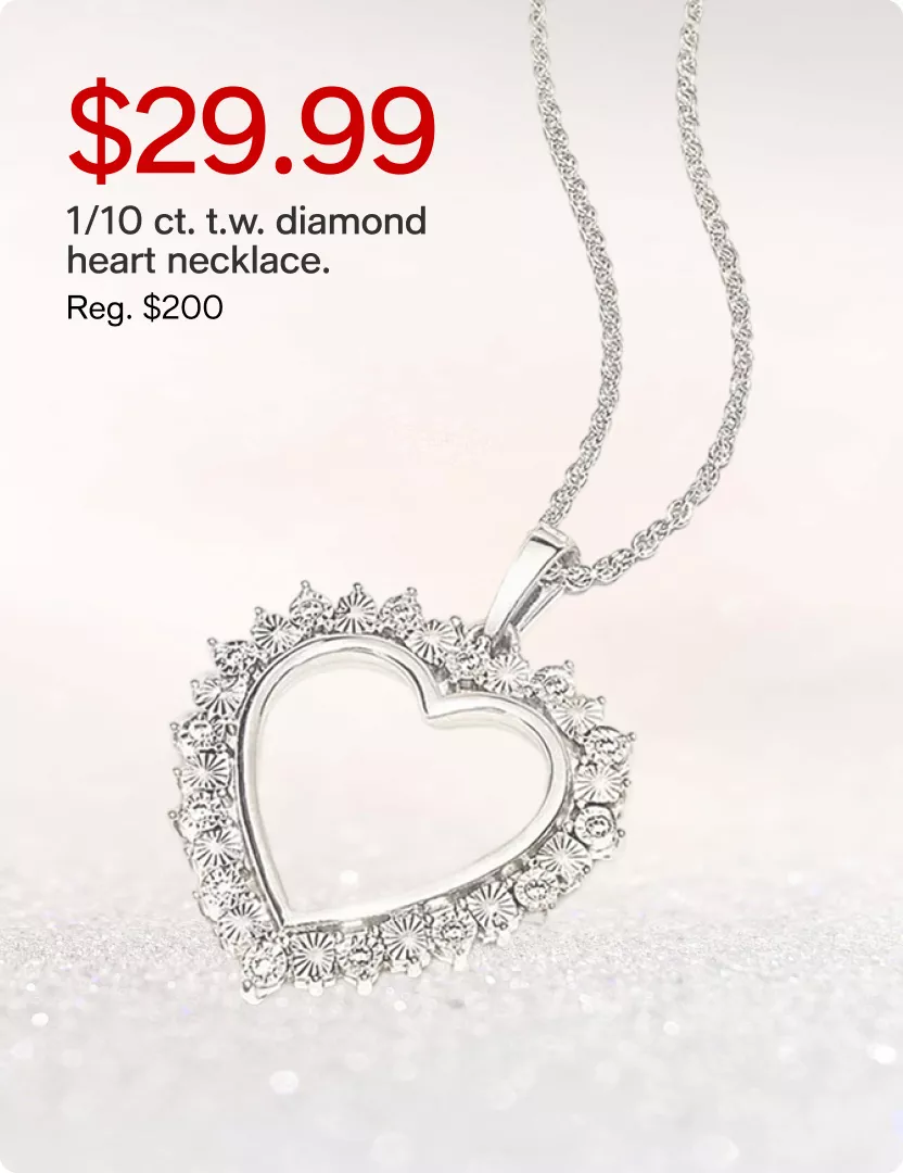 $29.99 1/10 ct. t.w. diamond heart necklace. (Reg. $200)