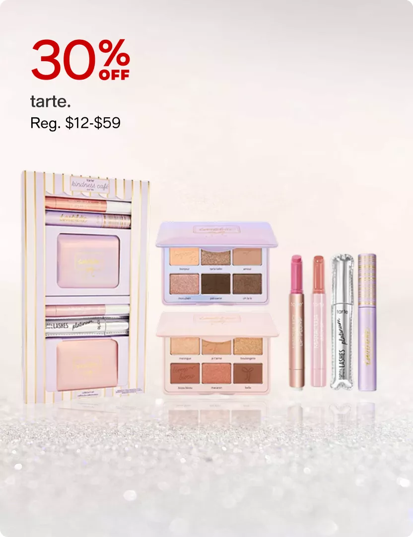 30% off tarte. (Reg. $12-$59)
