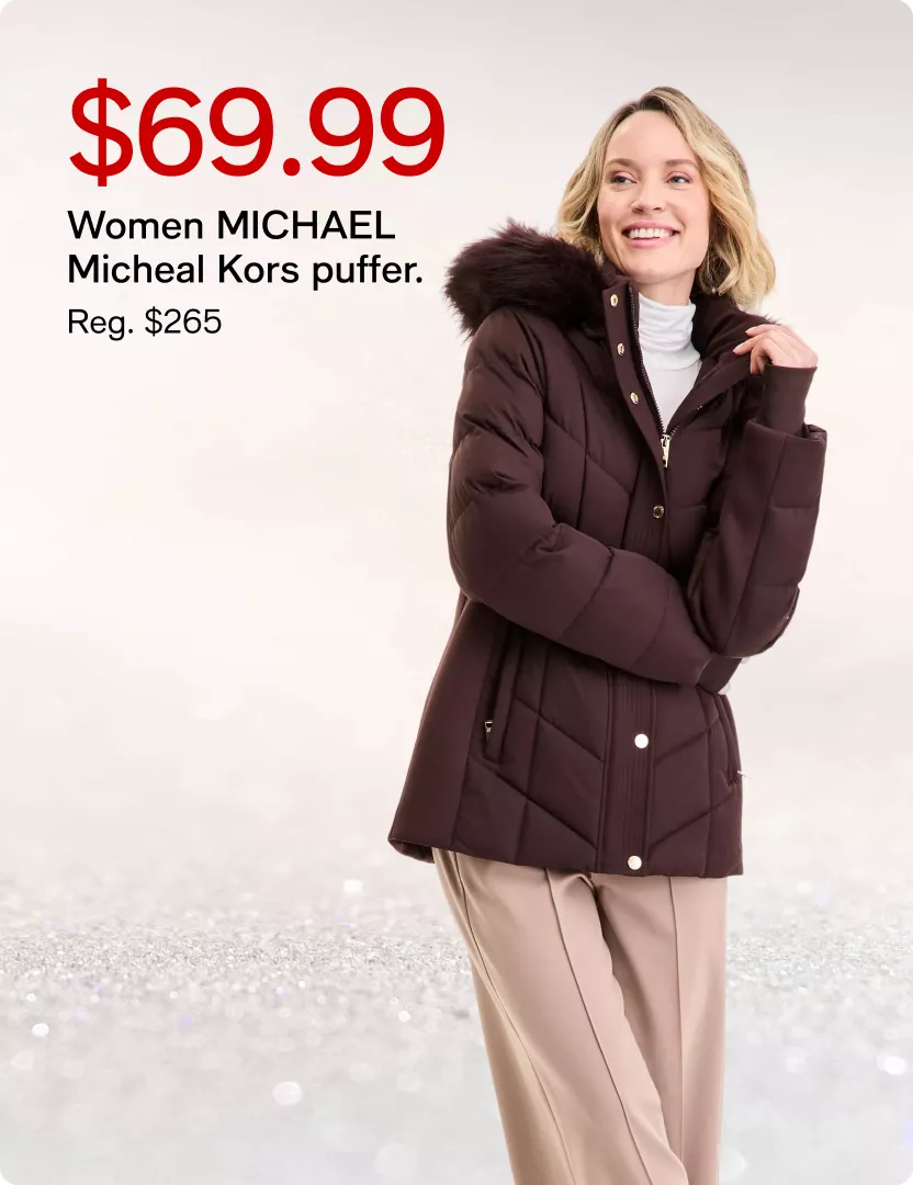 $69.99 Women’s MICHAEL Micheal Kors puffer. (Reg. $265)