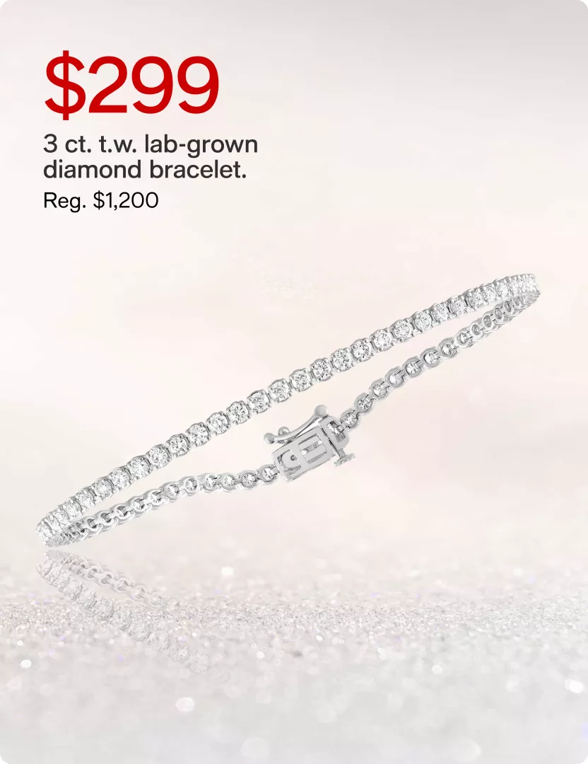 $299 3 ct. t.w. lab-grown diamond bracelet. (Reg. $1,200)