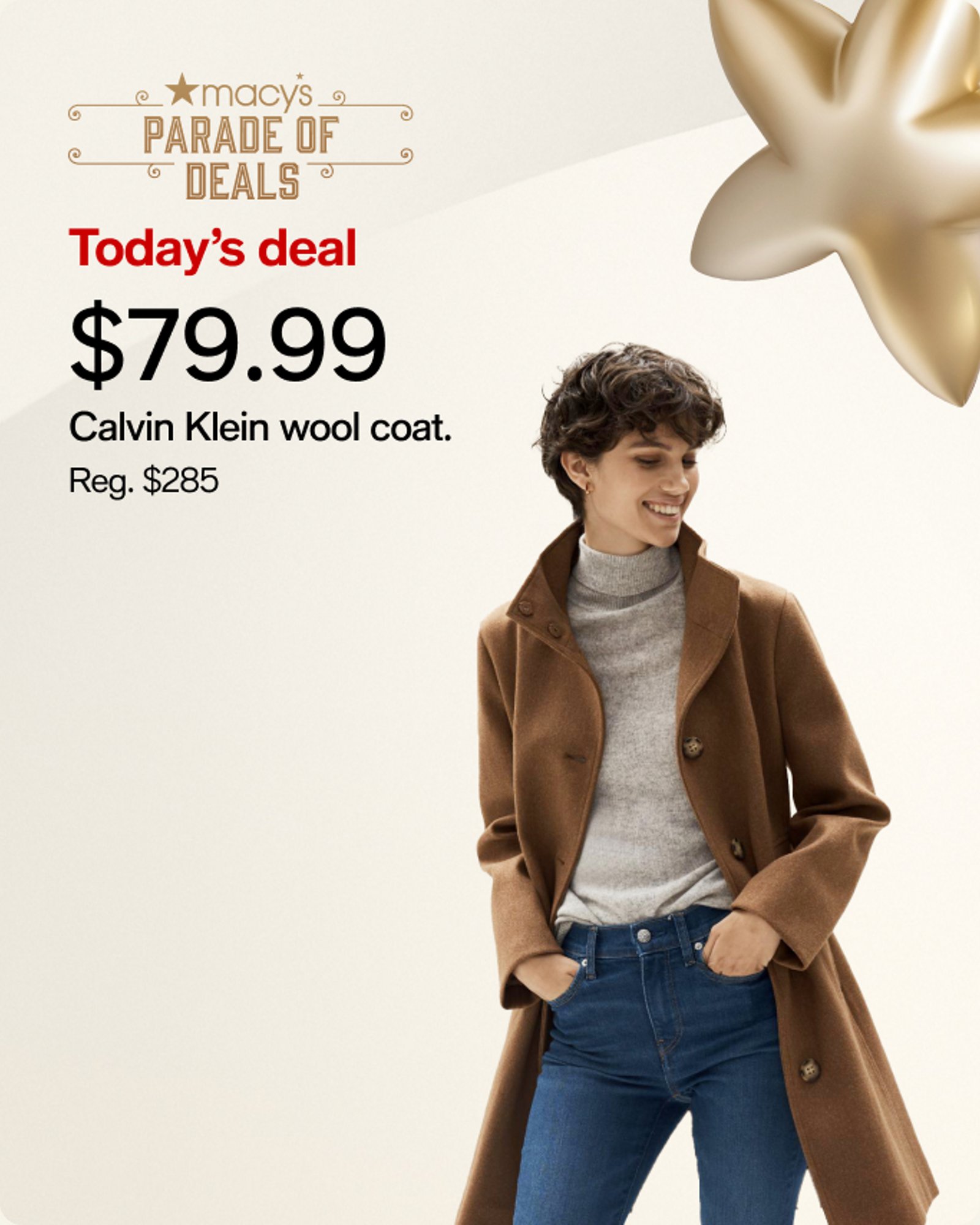 $79.99 CK Wool Blend Overcoat