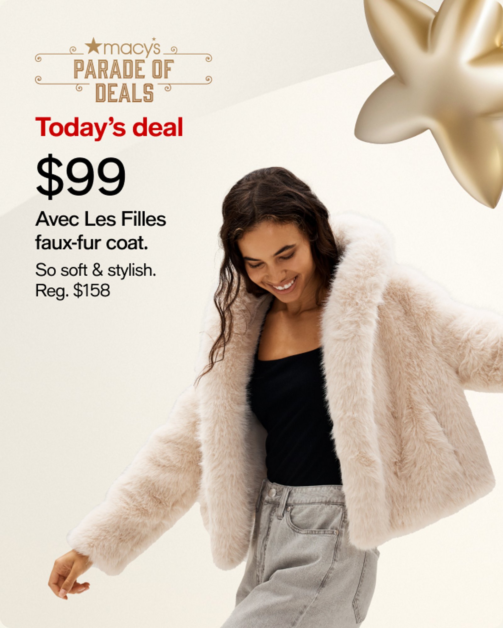 $99 Avec Les Filles Faux Fur  Coat