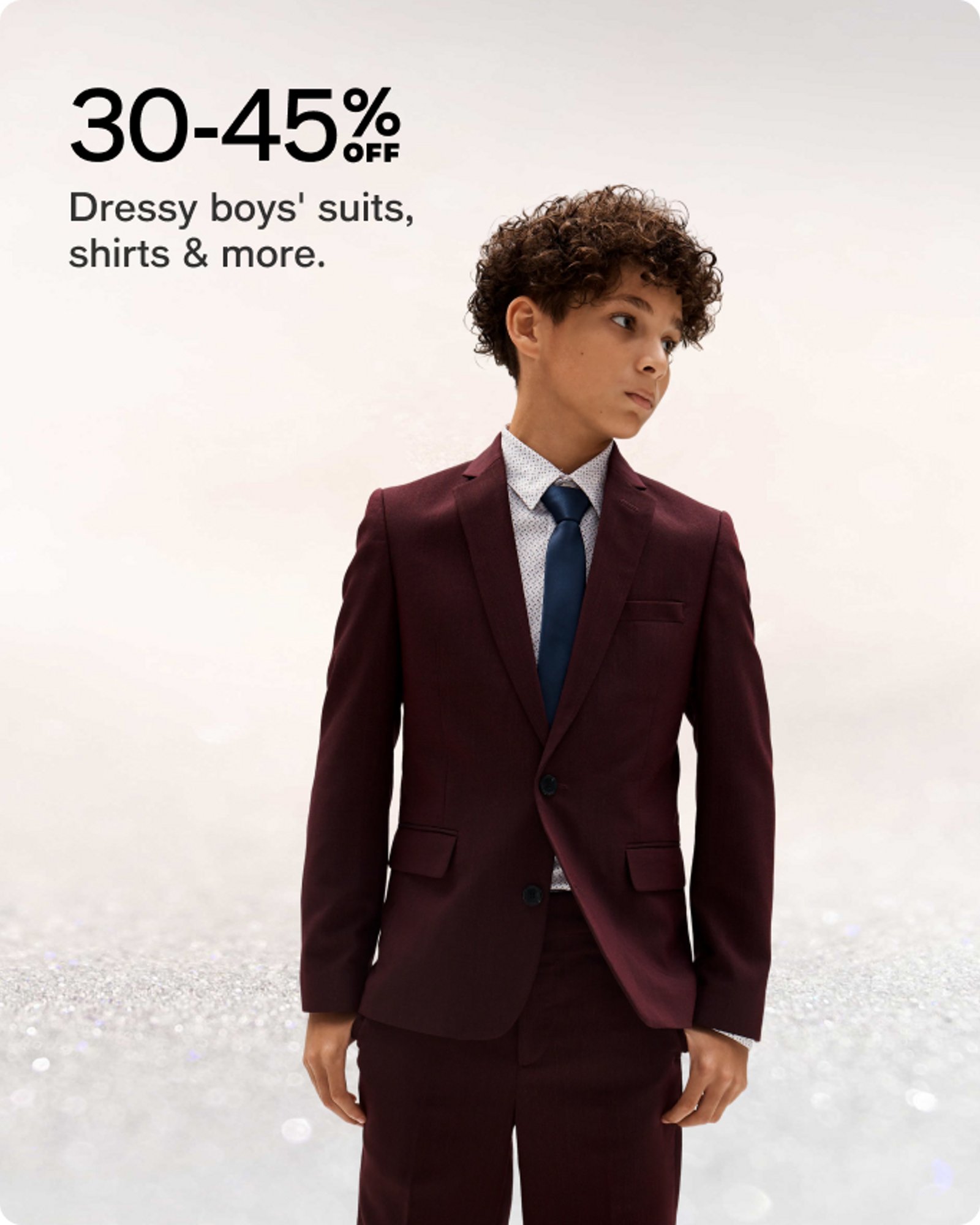 30-45% off Dressy boys suits shirts & more
