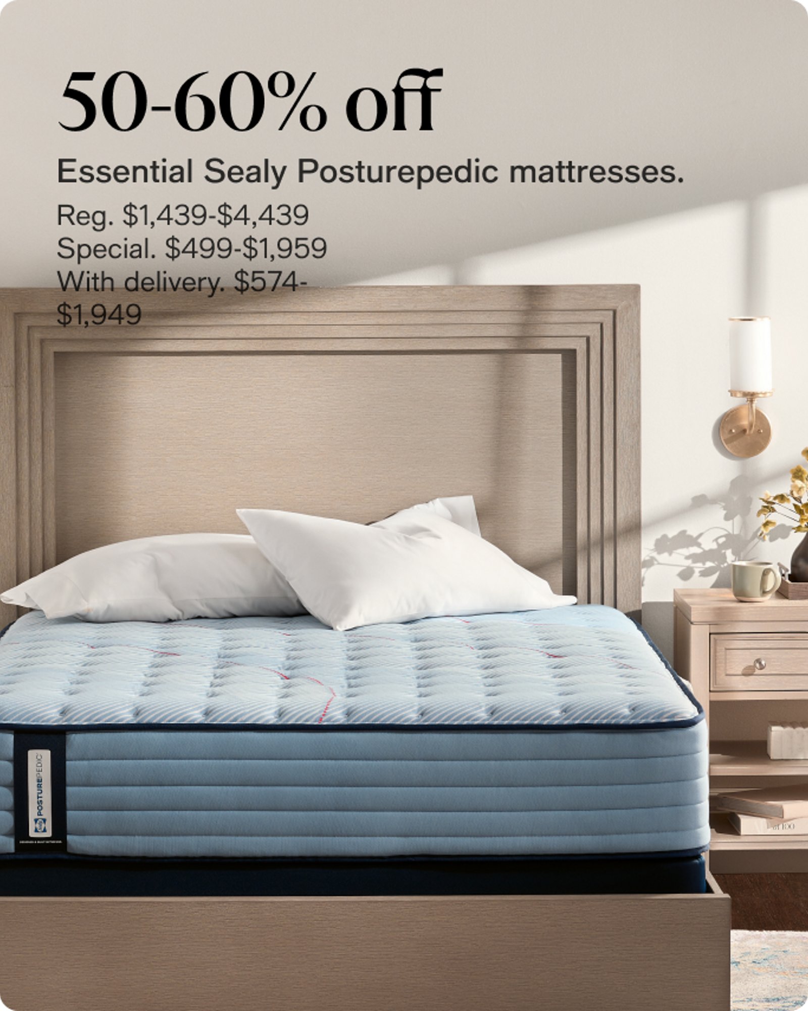 50-60% off Essential sealy